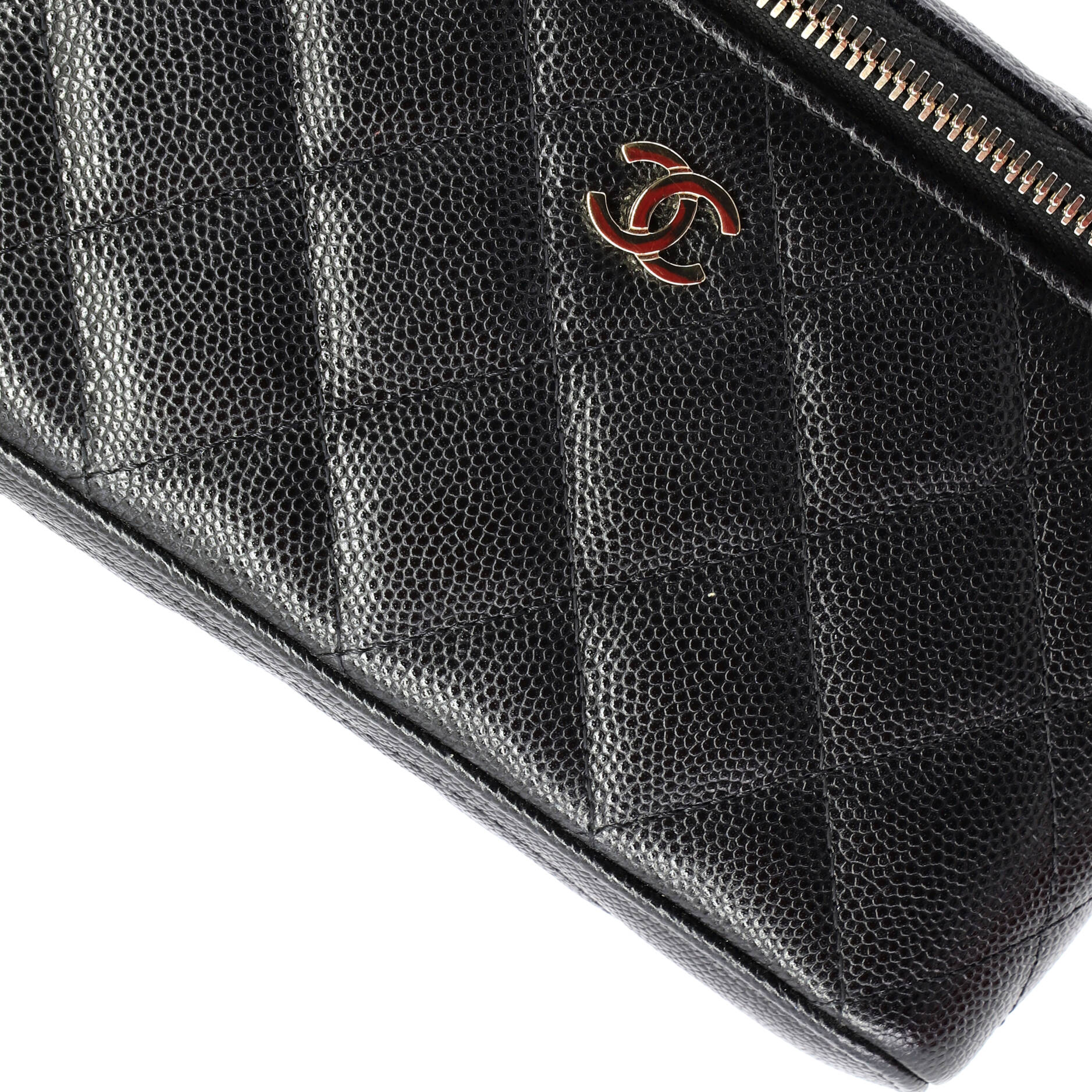 Classic Vanity Case with Chain Quilted Caviar Small - Image 7