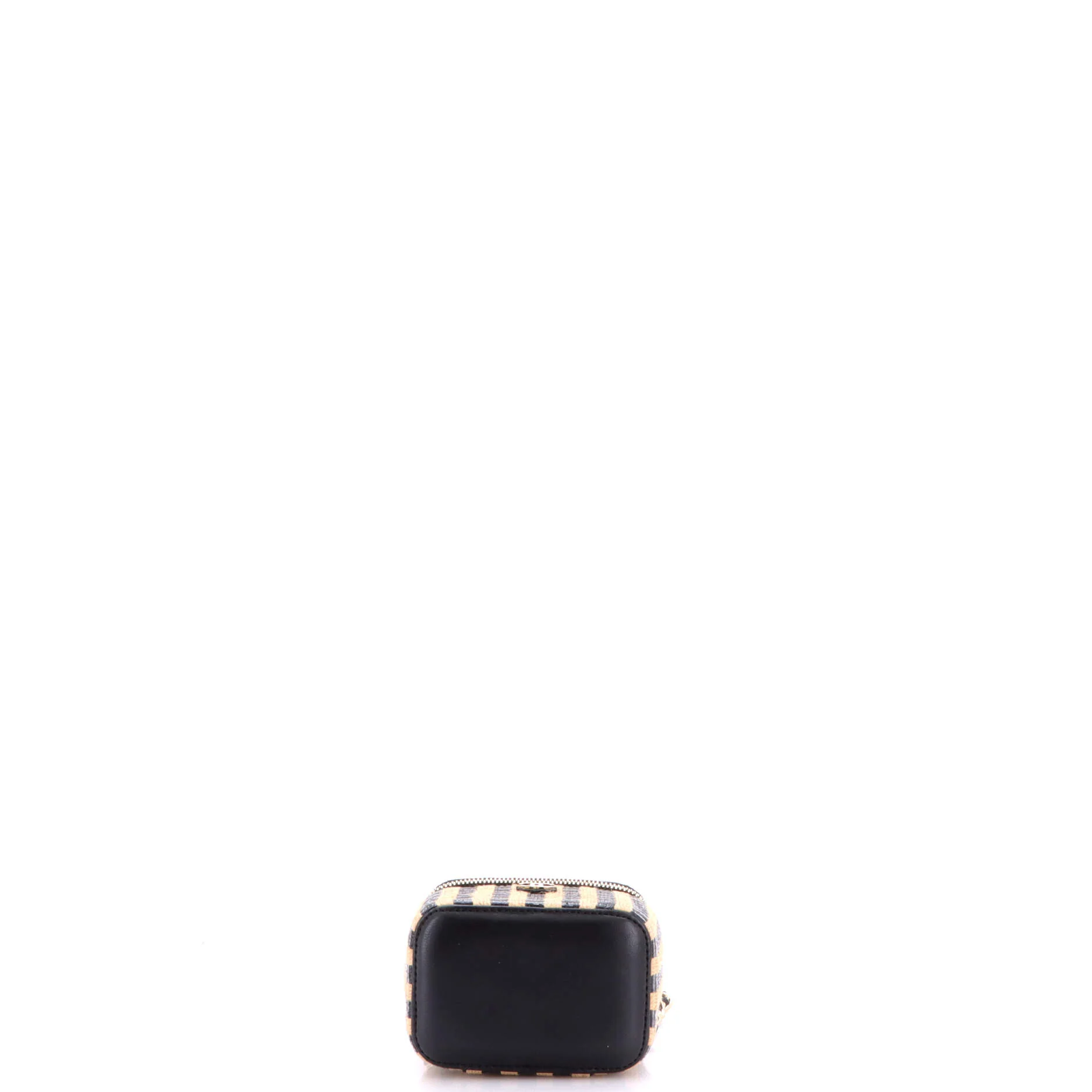 Classic Vanity Case with Chain Striped Raffia and Jute Mini - Image 5