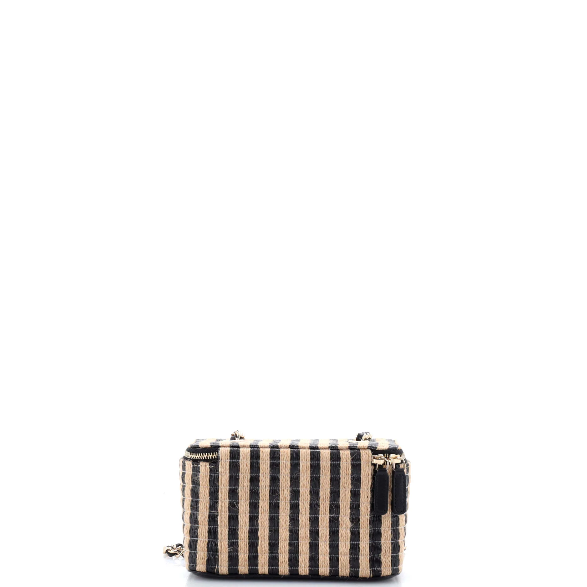 Classic Vanity Case with Chain Striped Raffia and Jute Small - Image 3