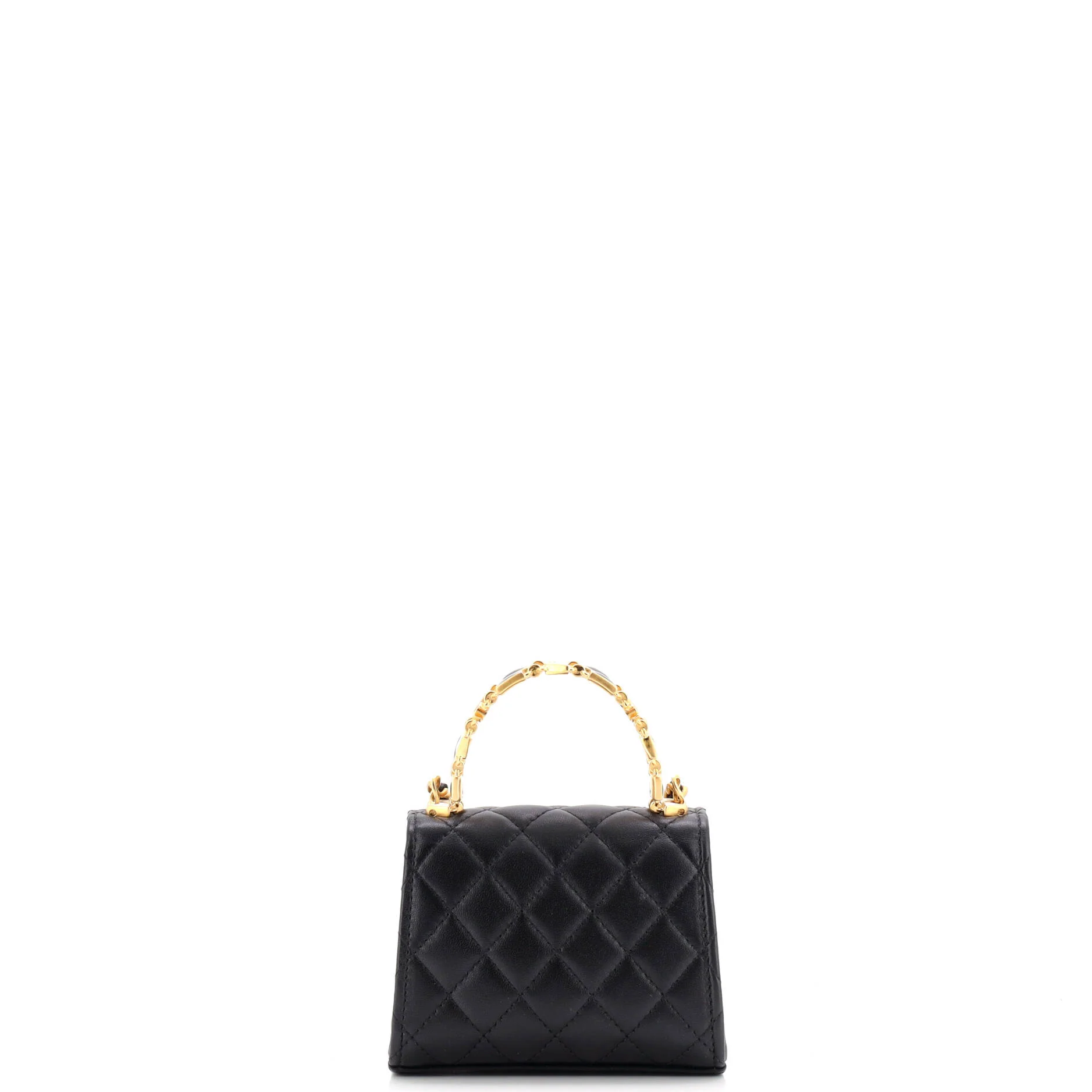 Coco Enamel Top Handle Flap Bag Quilted Lambskin Small - Image 3