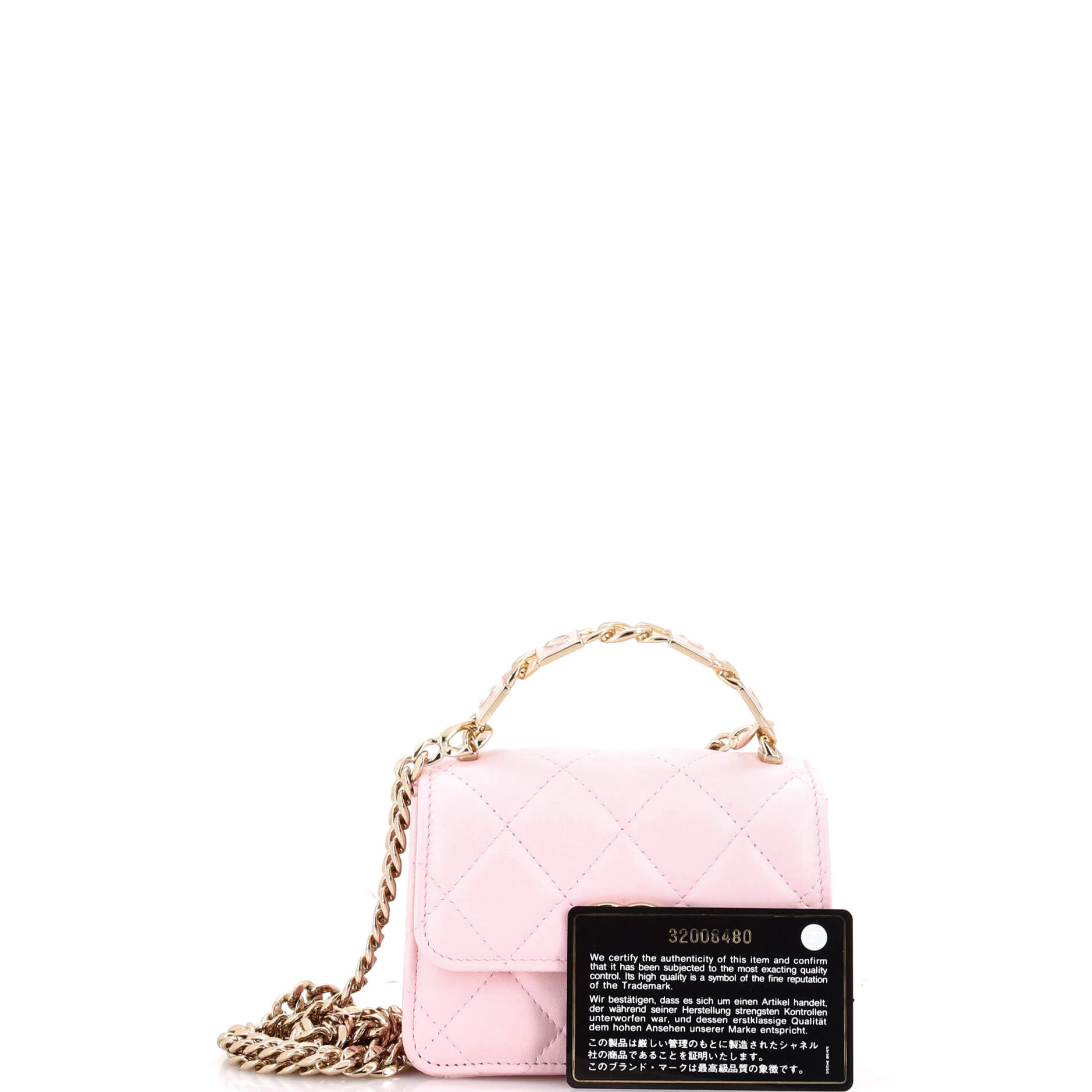 Coco Enamel Top Handle Flap Clutch with Chain Quilted Lambskin - Image 2