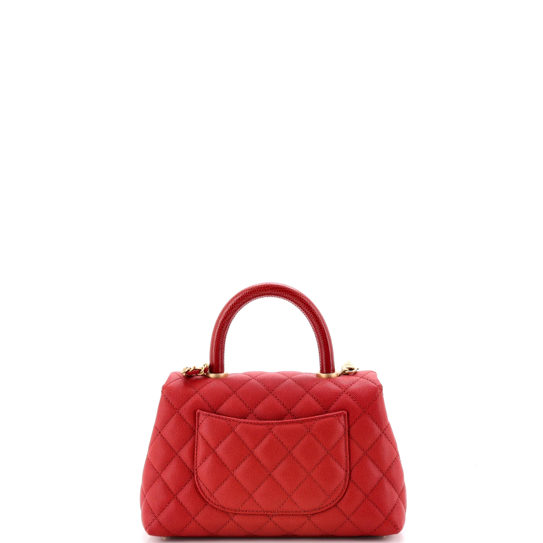 Coco Top Handle Bag Quilted Caviar with Lizard Mini - Image 3