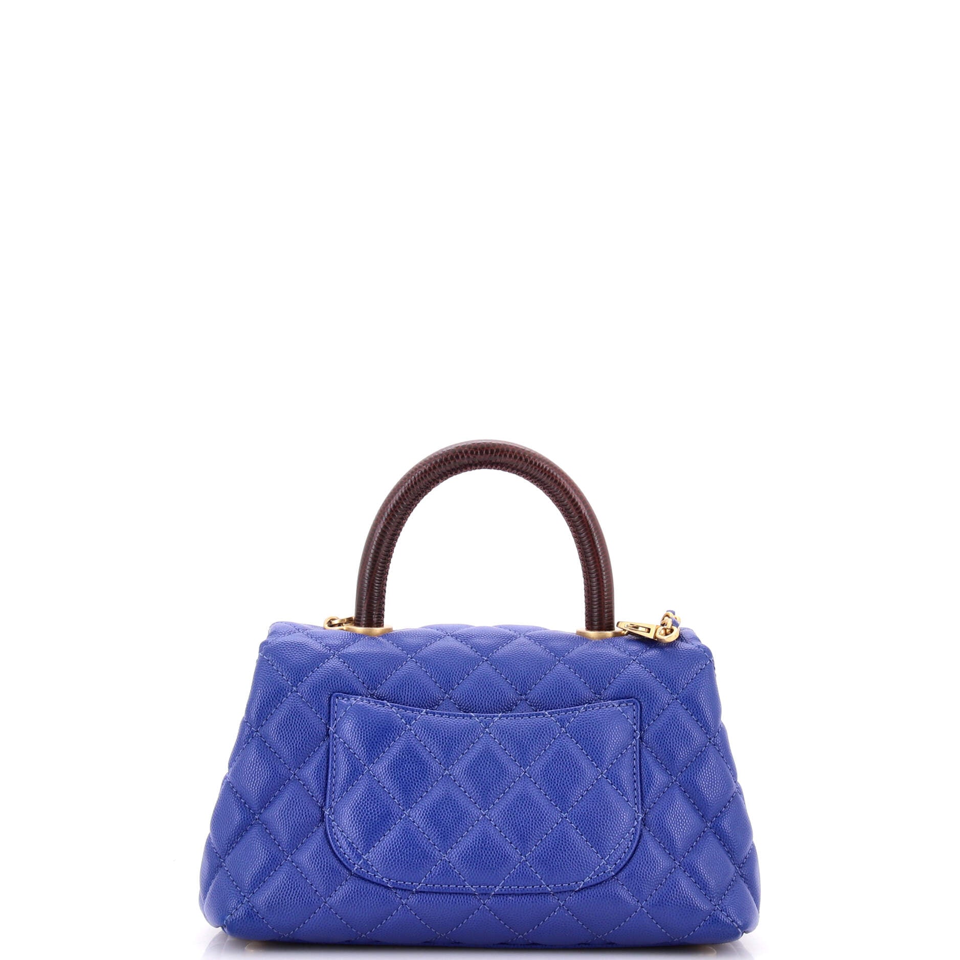 Coco Top Handle Bag Quilted Caviar with Lizard Mini - Image 3