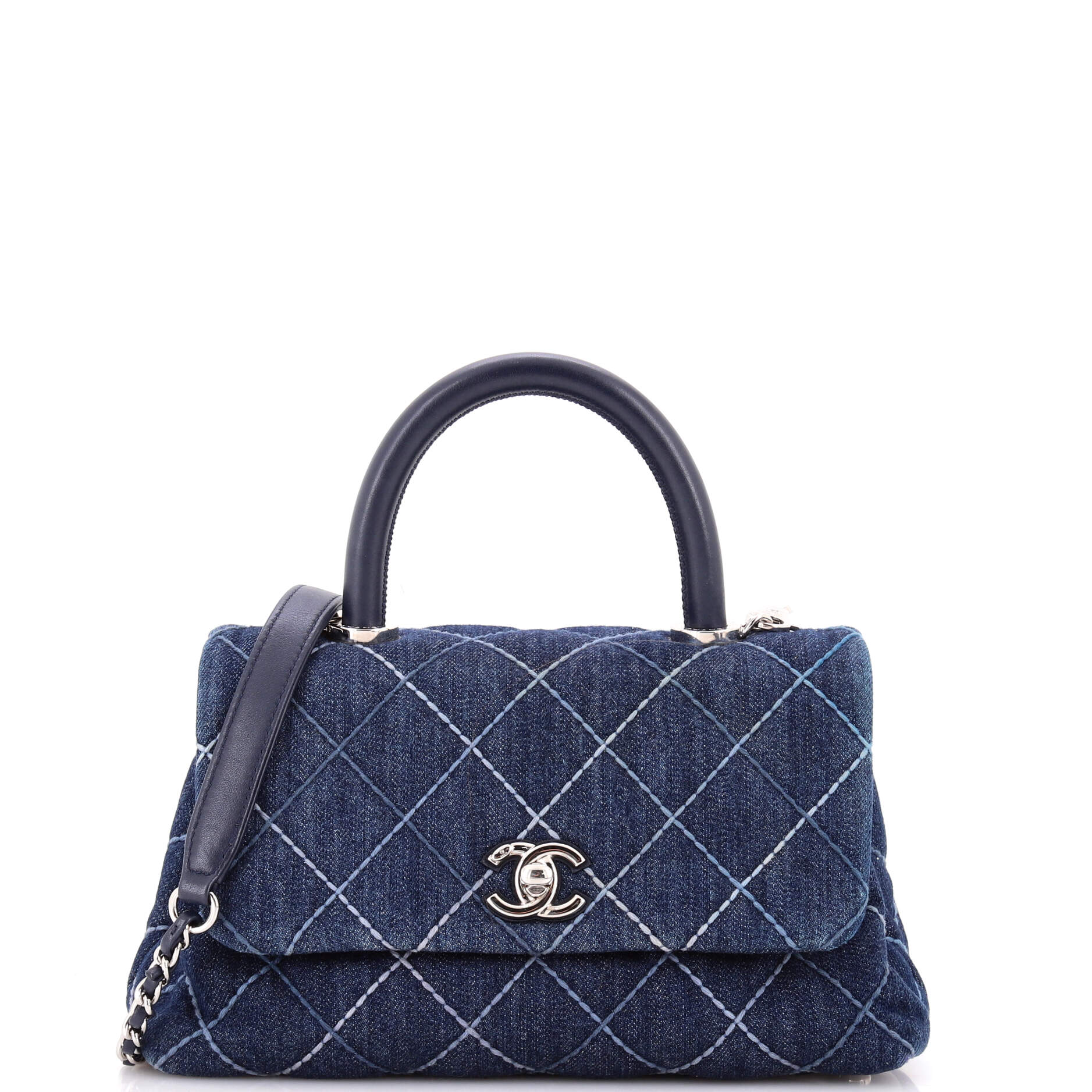 Coco Top Handle Bag Quilted Denim Mini