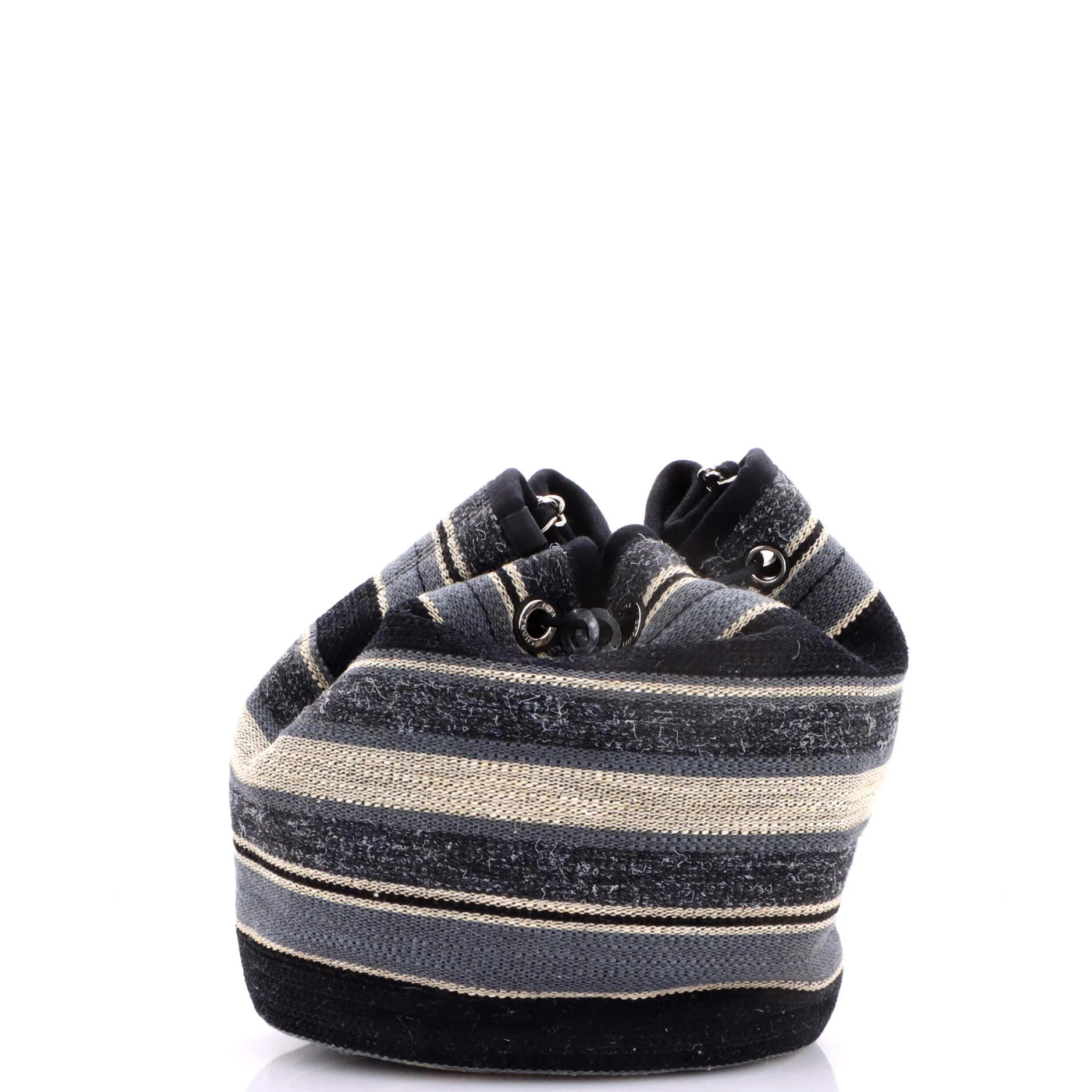 Deauville Drawstring Bucket Bag Canvas with Striped Detail Medium - Image 4