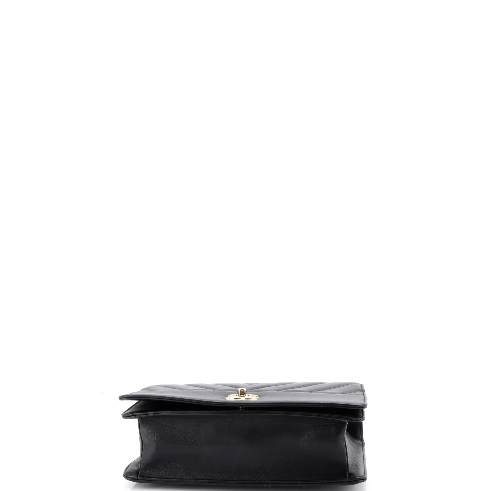 Double Stitch Full Flap Bag Chevron Lambskin Medium - Image 4