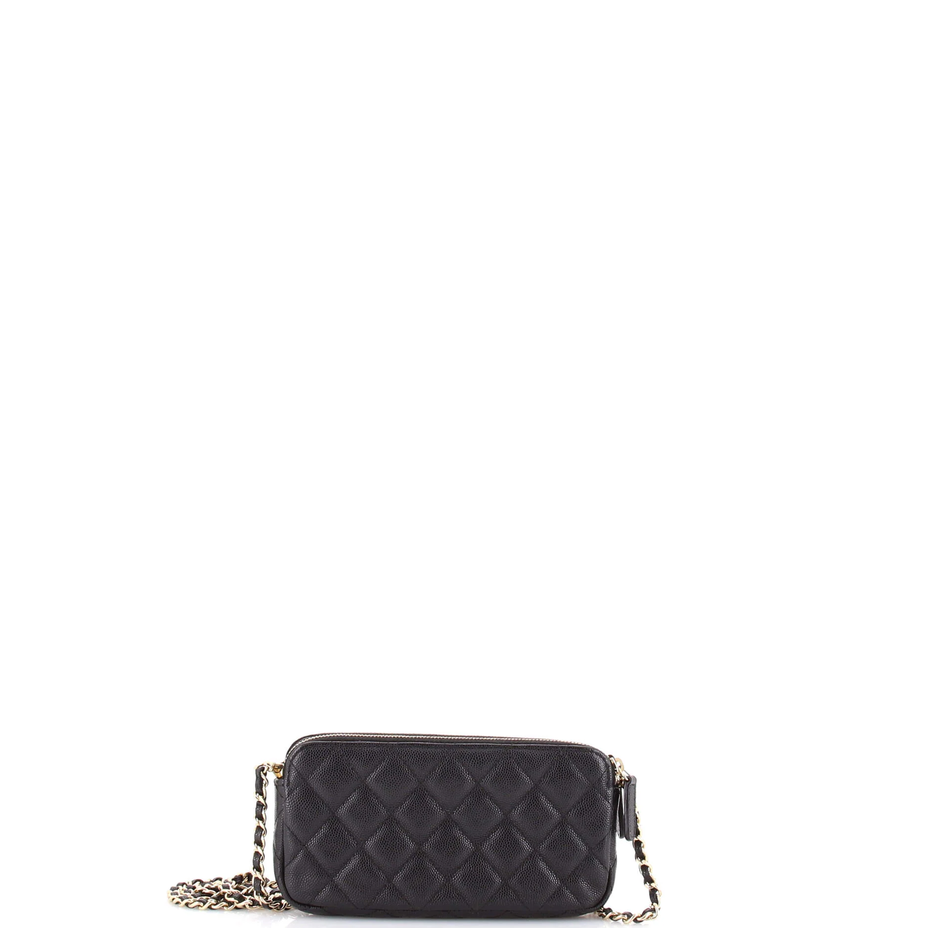 Double Zip Clutch with Chain Quilted Iridescent Caviar - Image 3