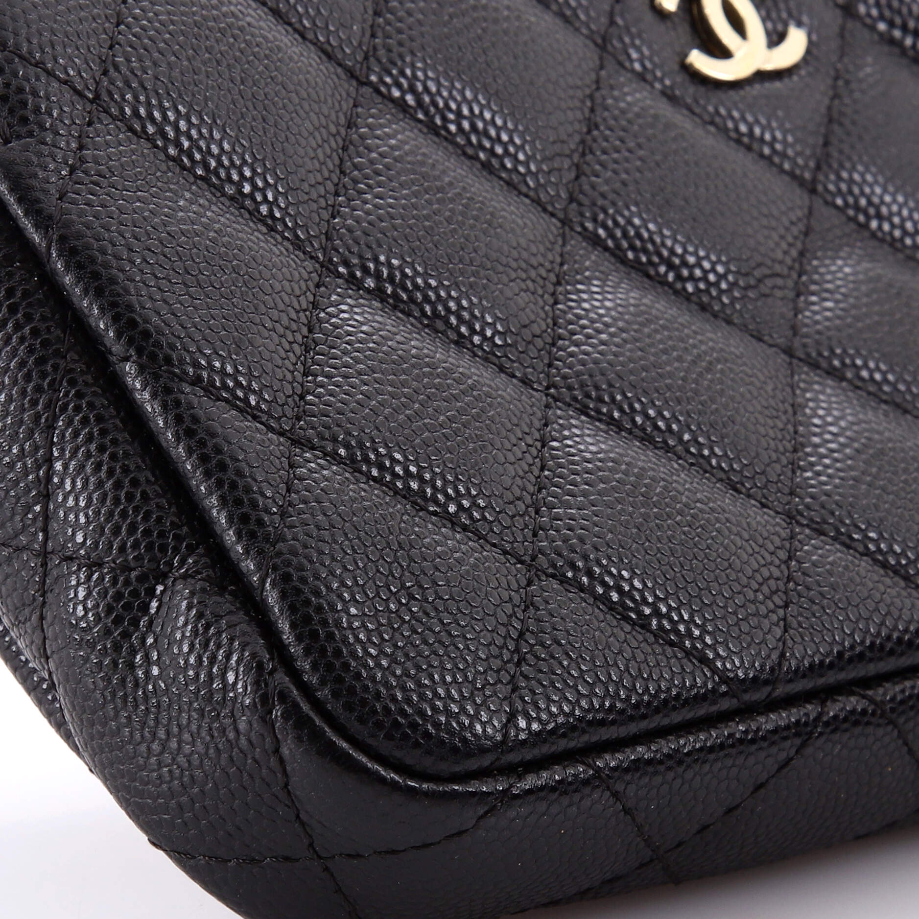 Double Zip Clutch with Chain Quilted Iridescent Caviar - Image 6