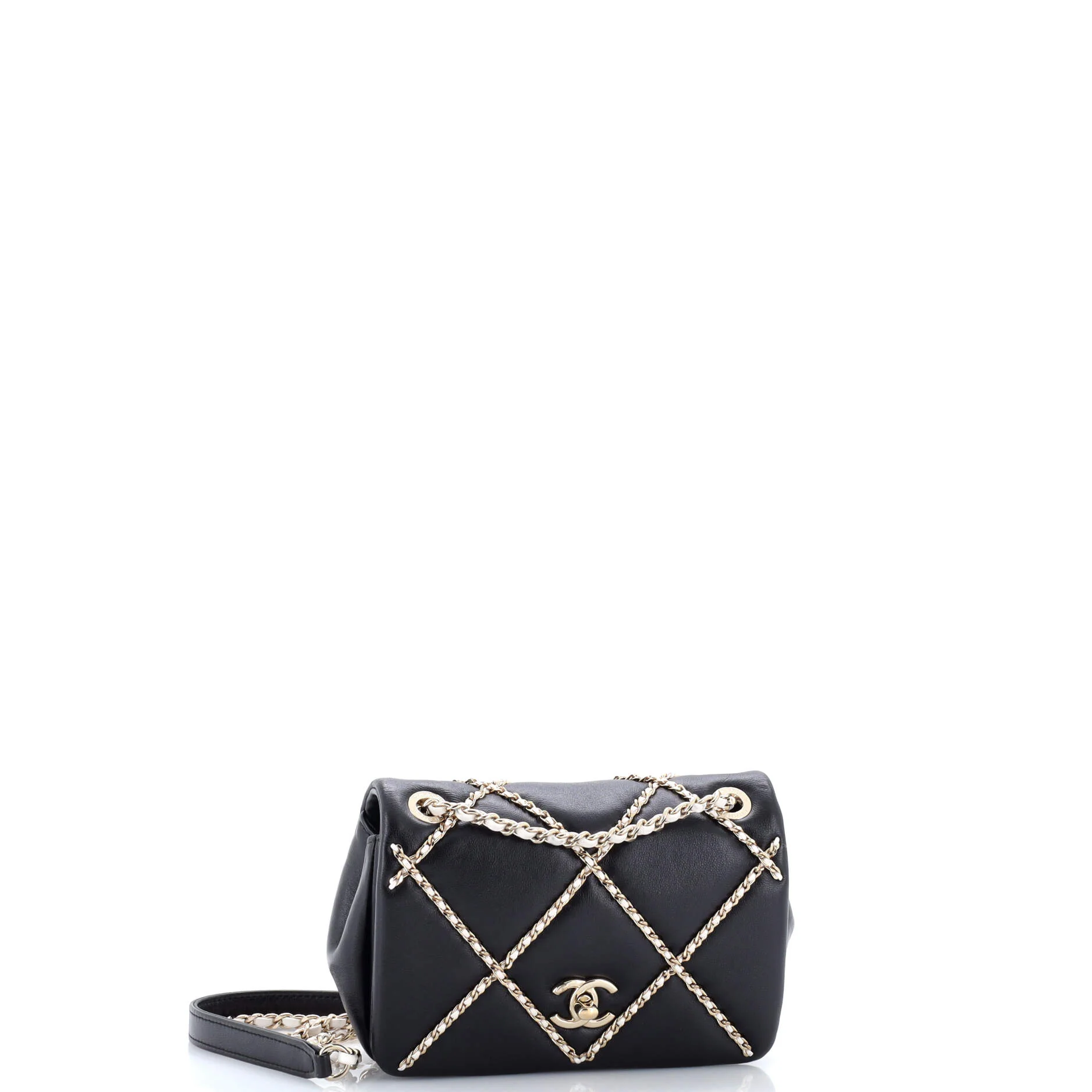 Entwined Chain Flap Bag Quilted Lambskin Mini - Image 2