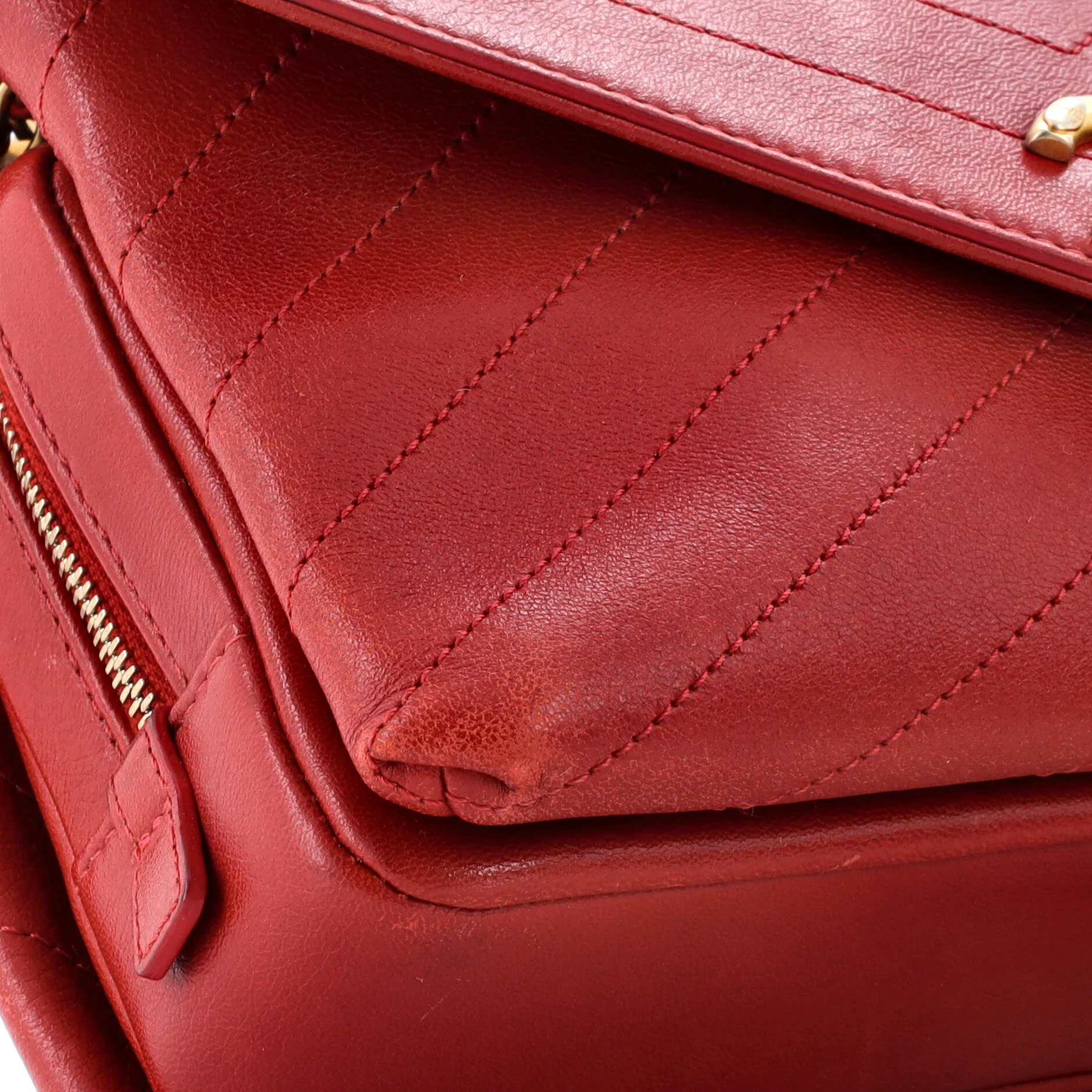 Envelope Compartment Flap Bag Chevron Calfskin Medium - Image 7