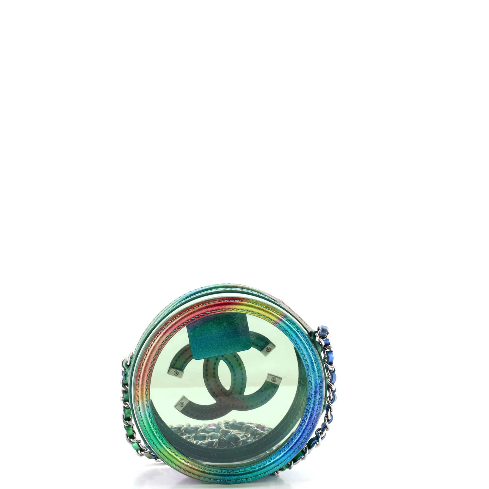 Filigree Round Clutch with Chain PVC with Lambskin Mini - Image 3