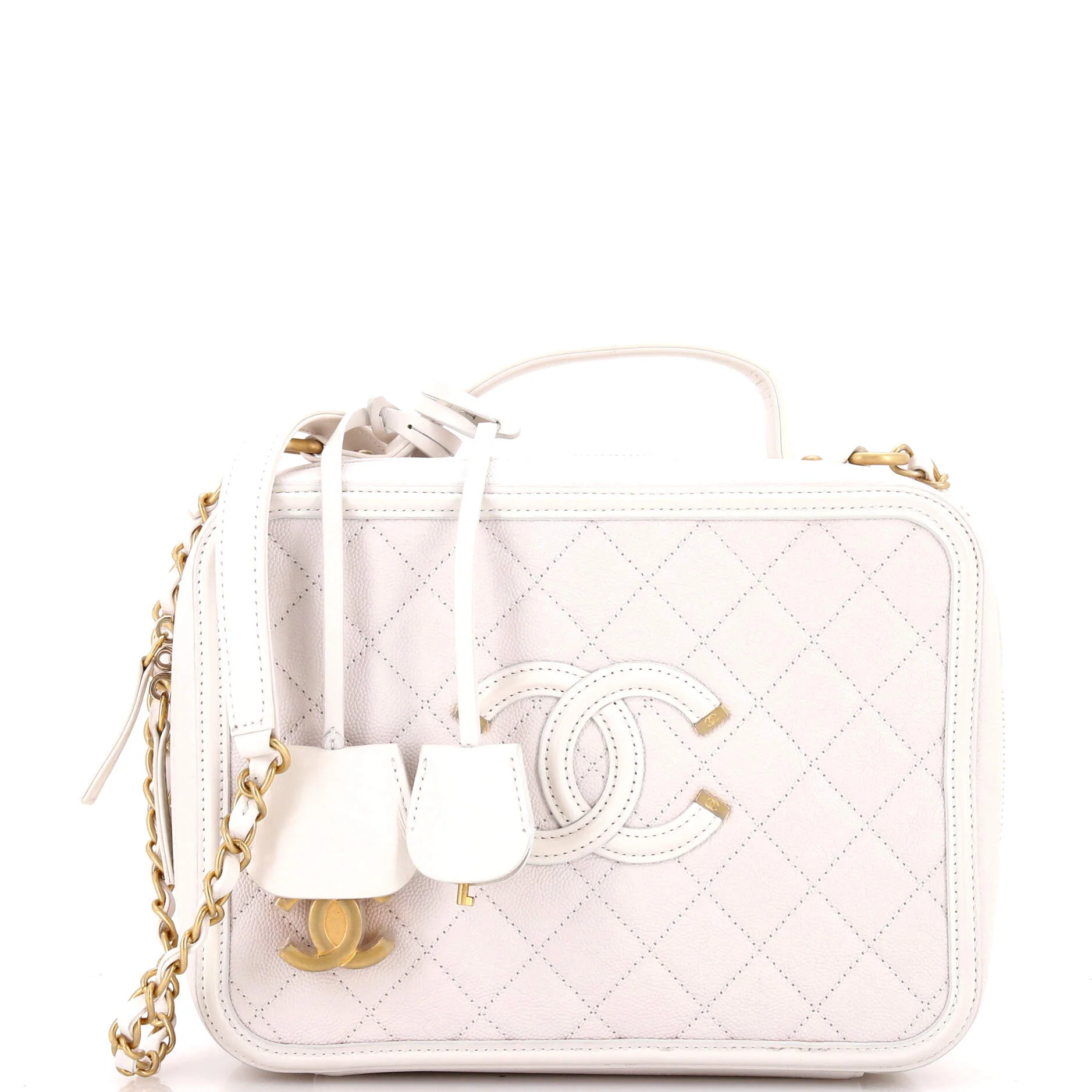 Filigree Vanity Case Quilted Caviar Large