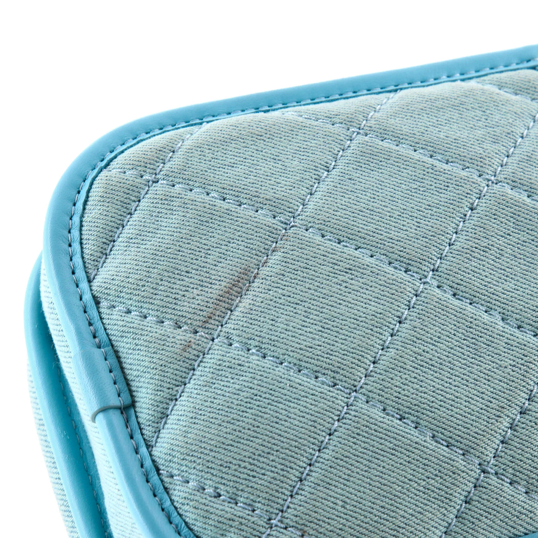 Flap Clutch with Chain Quilted Denim Mini - Image 7