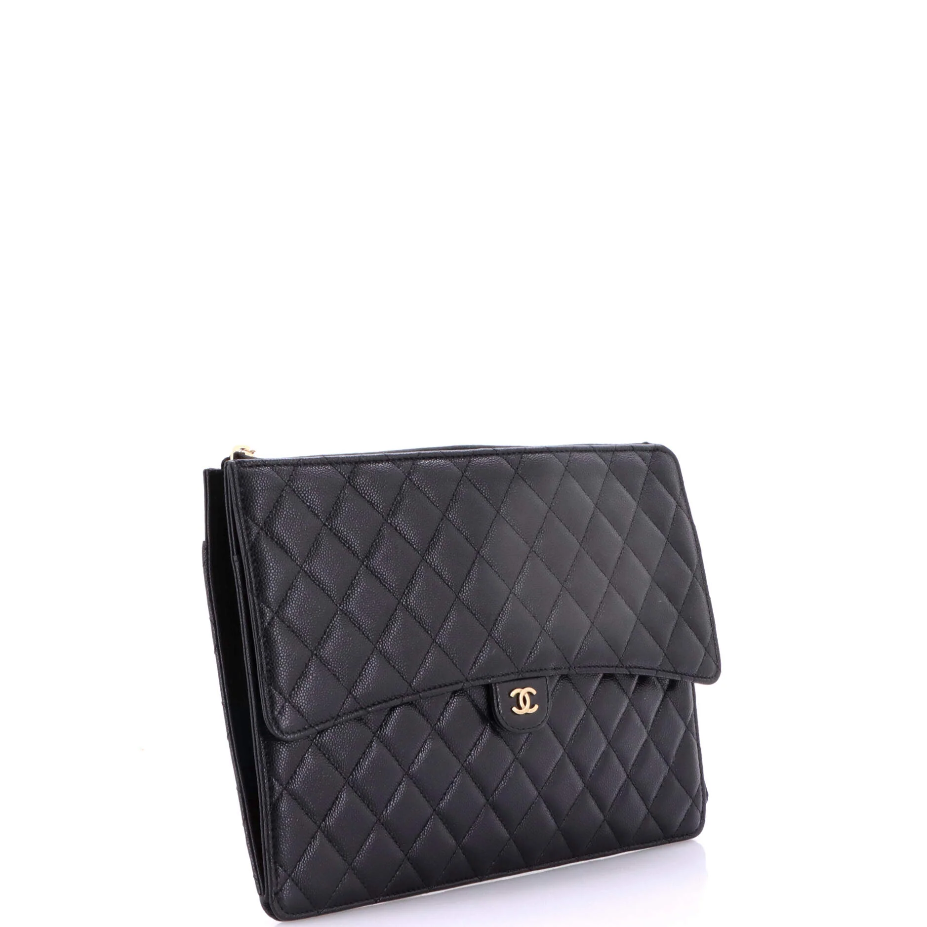 Flap Zip Clutch Quilted Caviar Large - Image 2