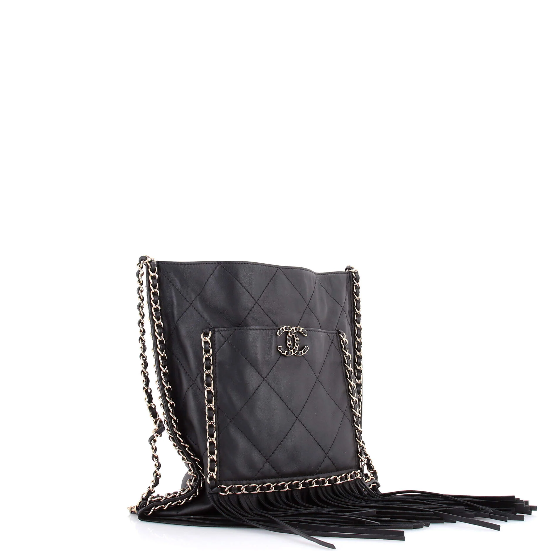 Fringe Flat Shopping Bag Quilted Calfskin Medium - Image 2