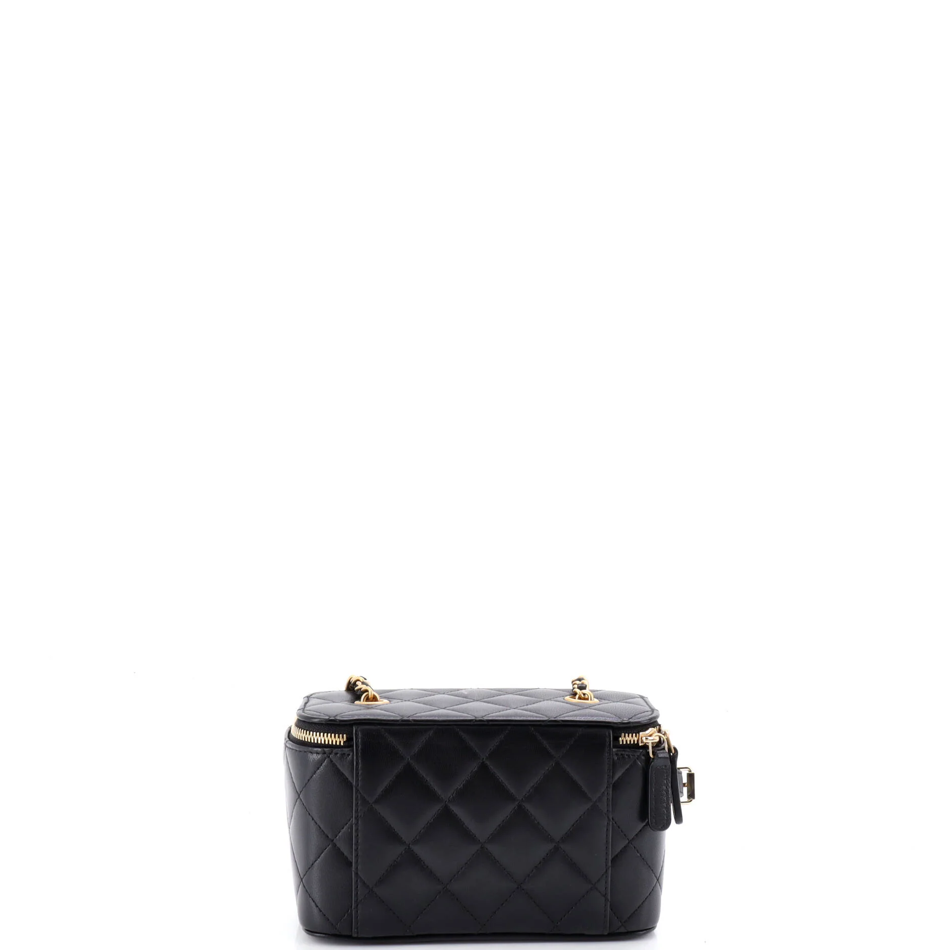 Grommet Strap Vanity Case with Chain Quilted Lambskin Small - Image 4