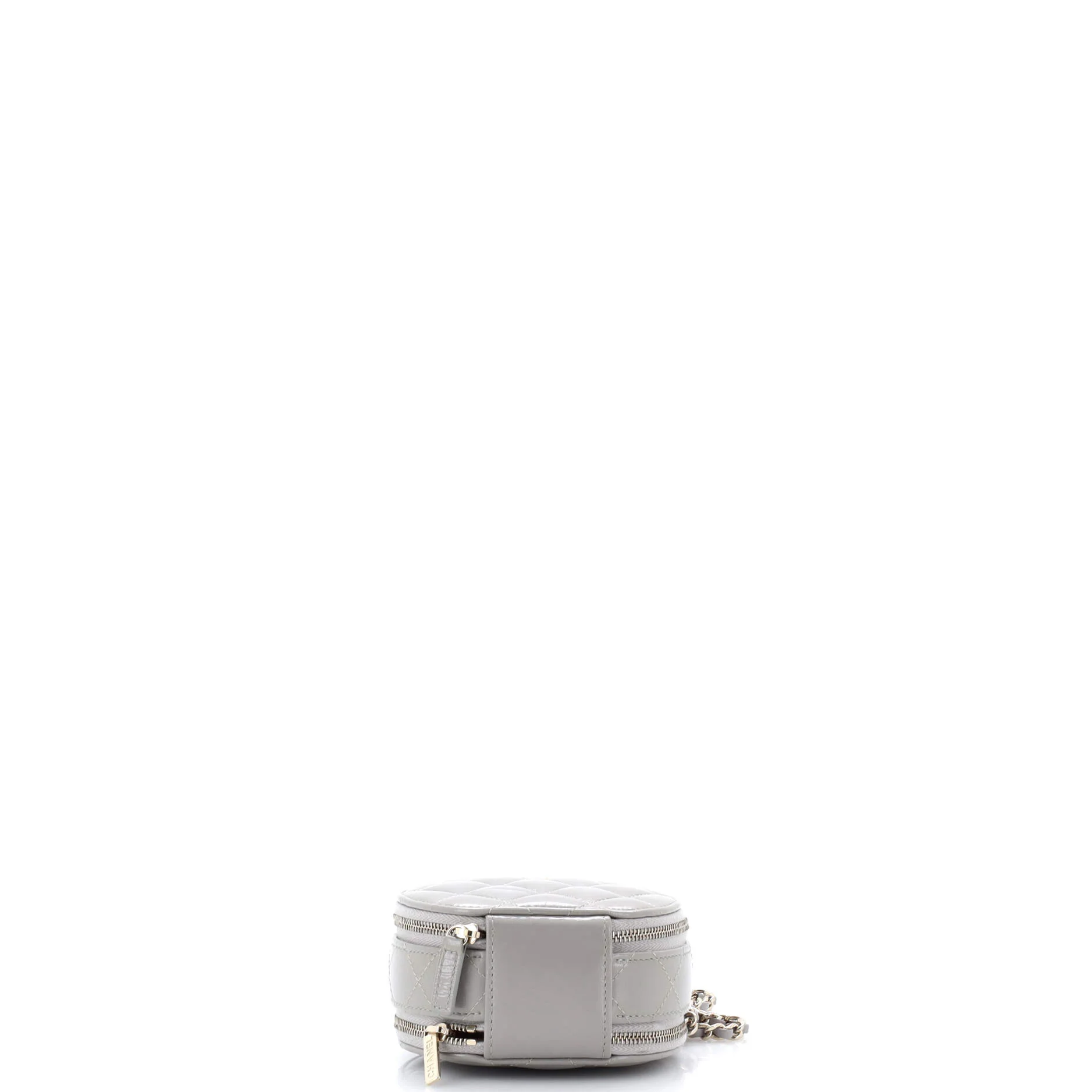 Handle with Care Round Vanity Case with Chain Quilted Lambskin Small - Image 4