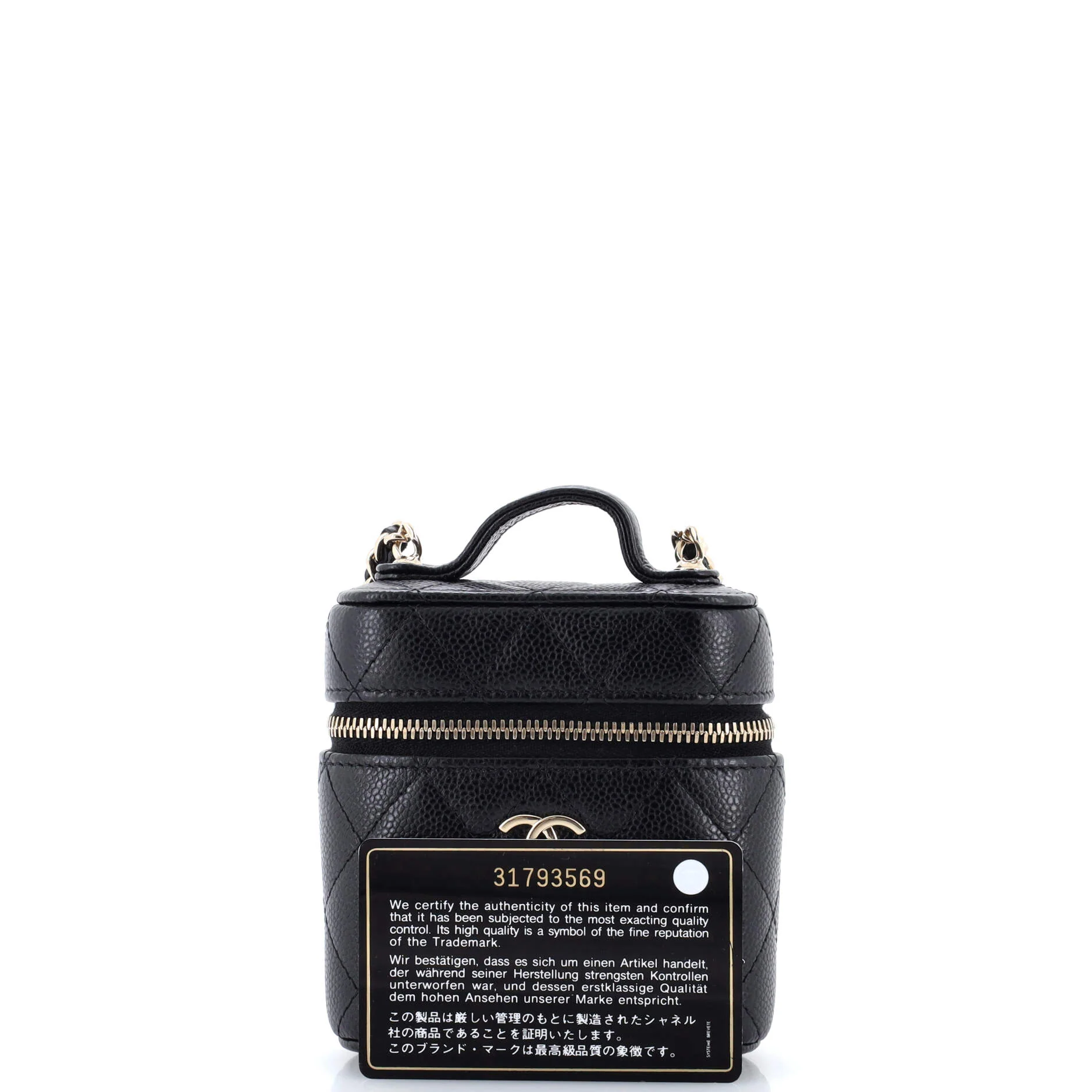 Handle with Care Vanity Case with Chain Quilted Caviar - Image 2