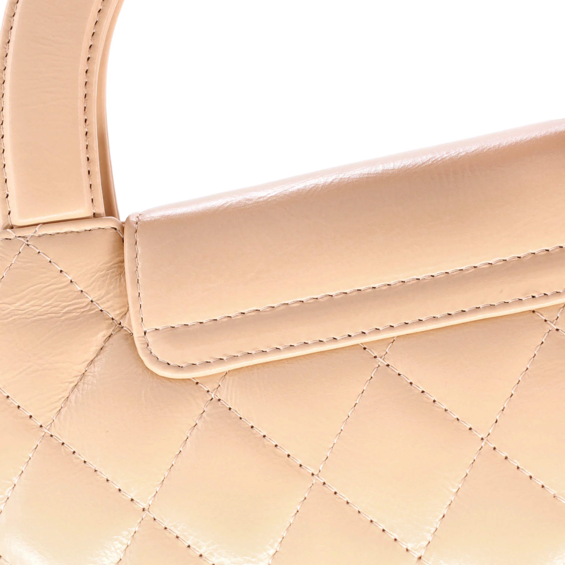 Kelly Top Handle Shopping Bag Quilted Shiny Aged Calfskin Mini - Image 8