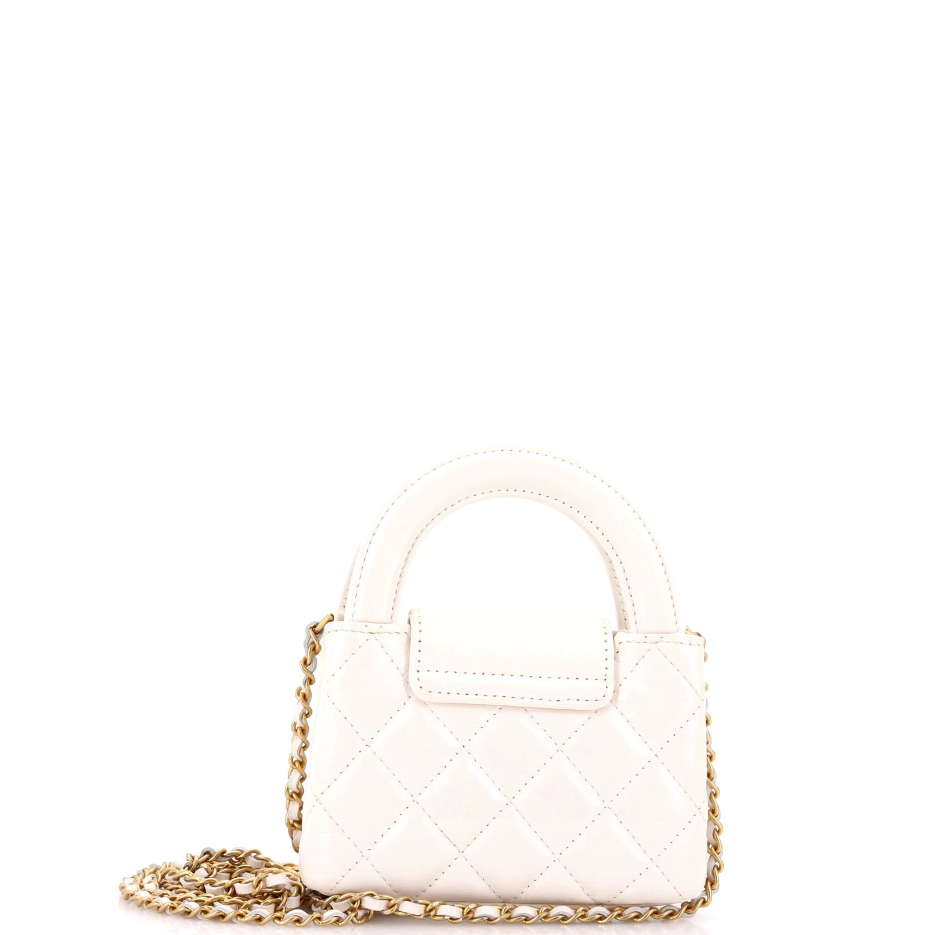 Kelly Top Handle Shopping Bag Quilted Shiny Aged Calfskin Nano - Image 3
