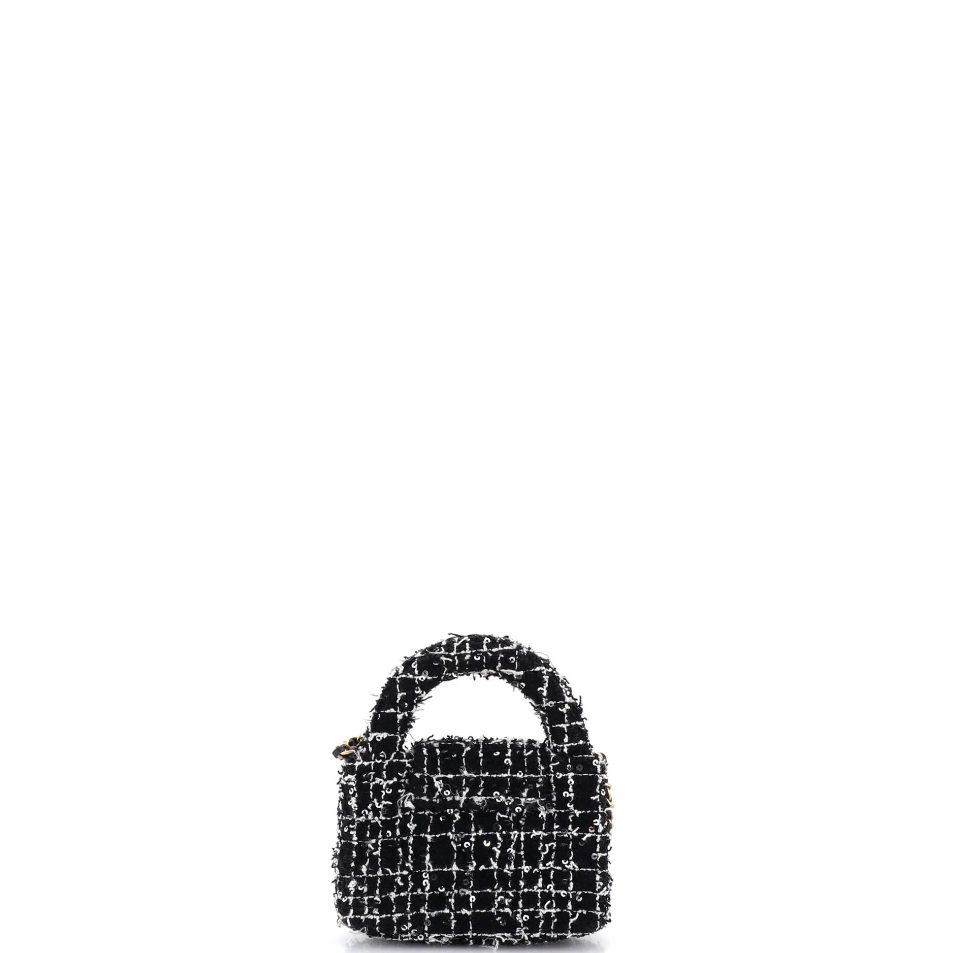 Kelly Top Handle Shopping Bag Quilted Tweed with Sequins Nano - Image 3