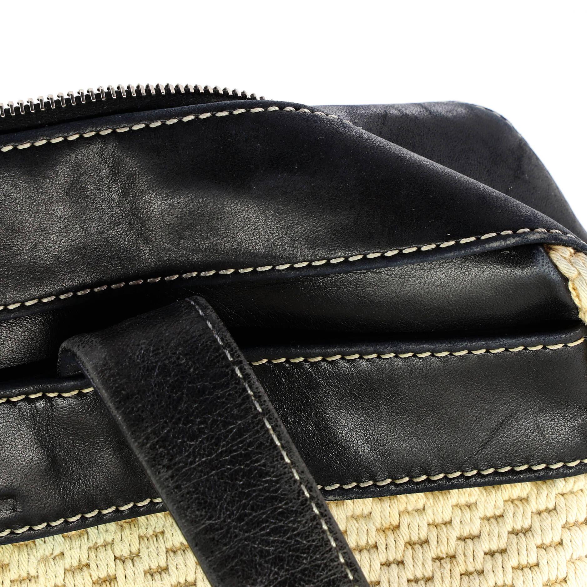 Lax Bowler Bag Leather and Woven Fabric - Image 7