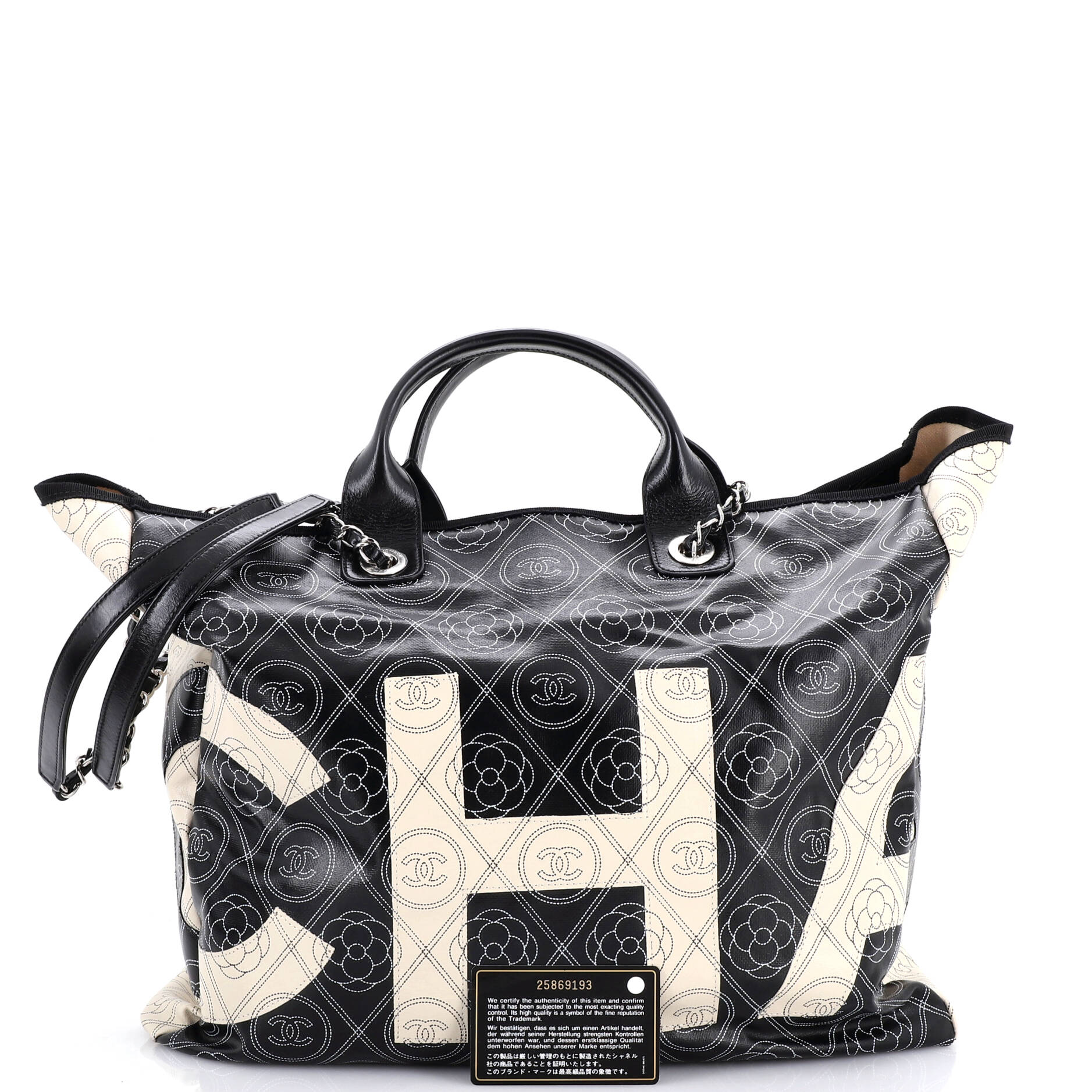 Logo Camellia Shopping Tote Printed Coated Canvas Medium - Image 2