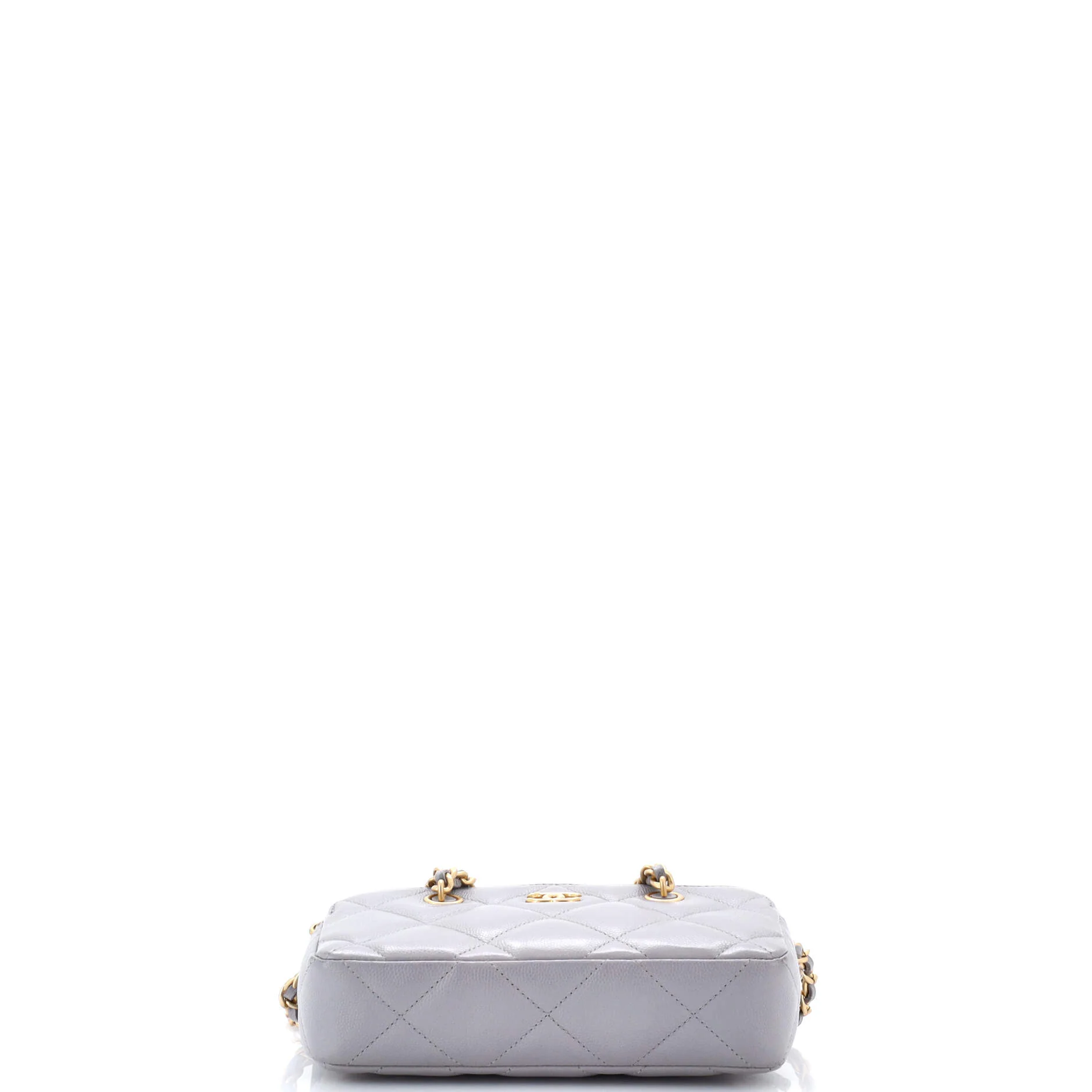 Medallion Charm Double Zip Clutch with Chain Quilted Caviar - Image 4