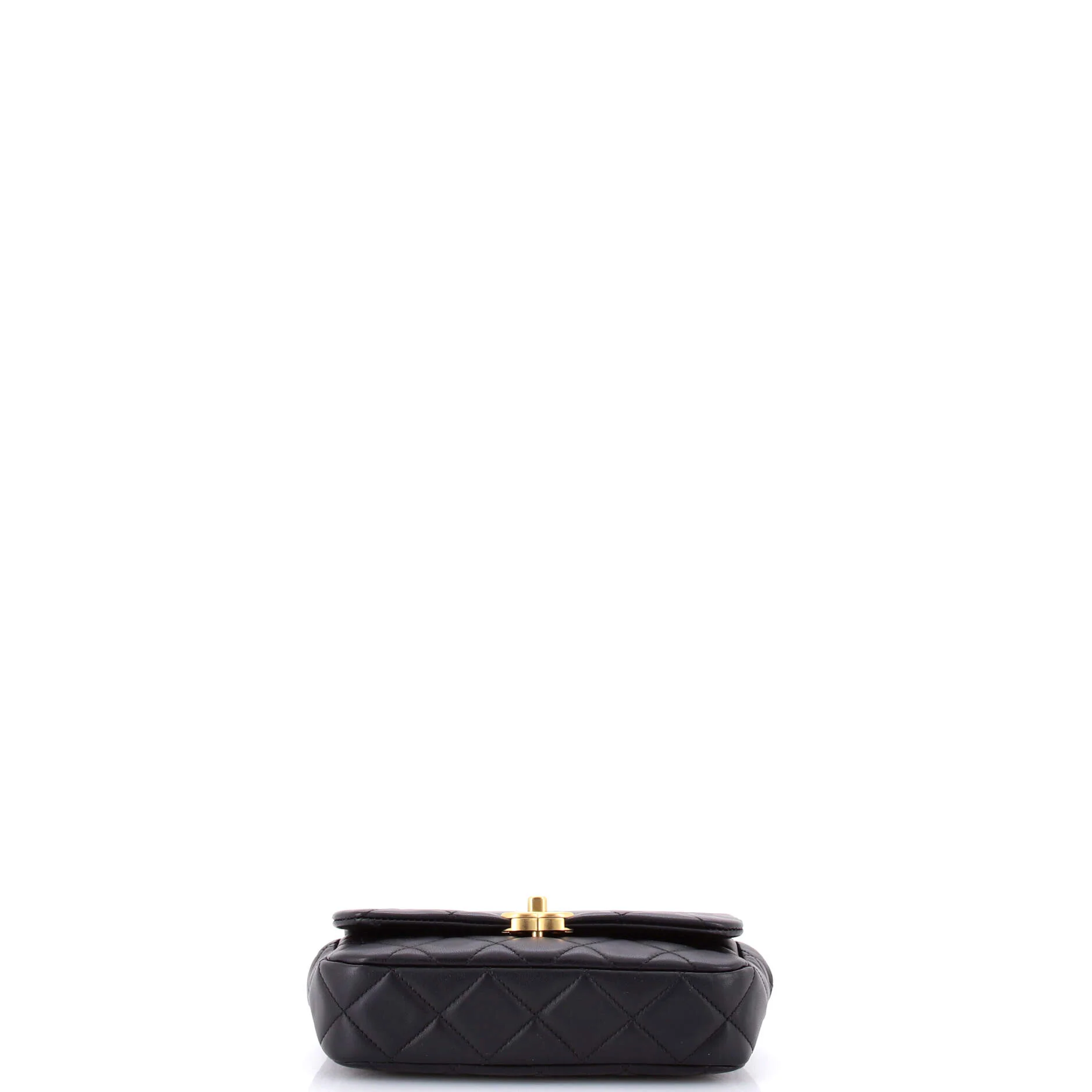 Medallion Pearl Chain Flap Bag Quilted Lambskin Mini - Image 5