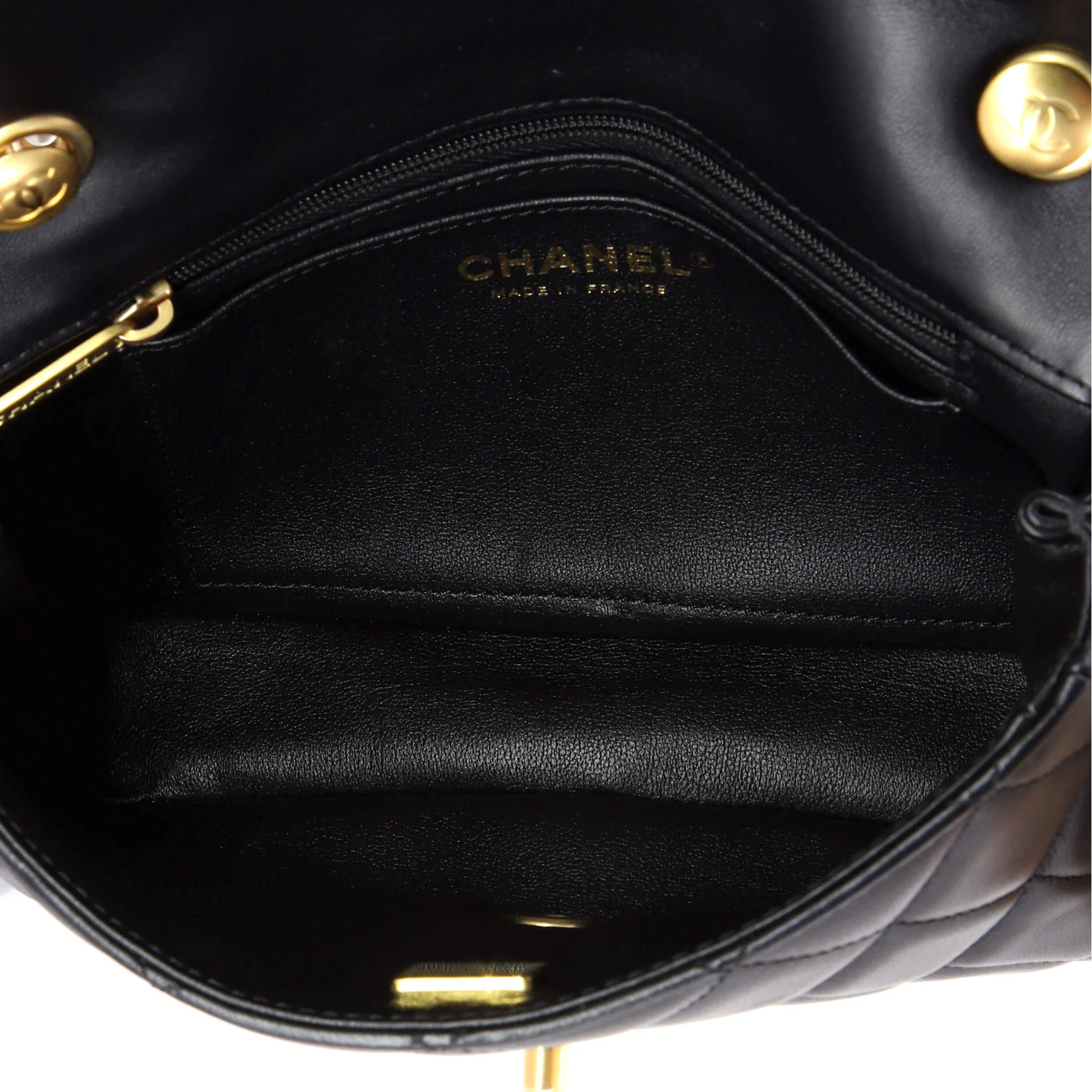 Medallion Pearl Chain Flap Bag Quilted Lambskin Mini - Image 6