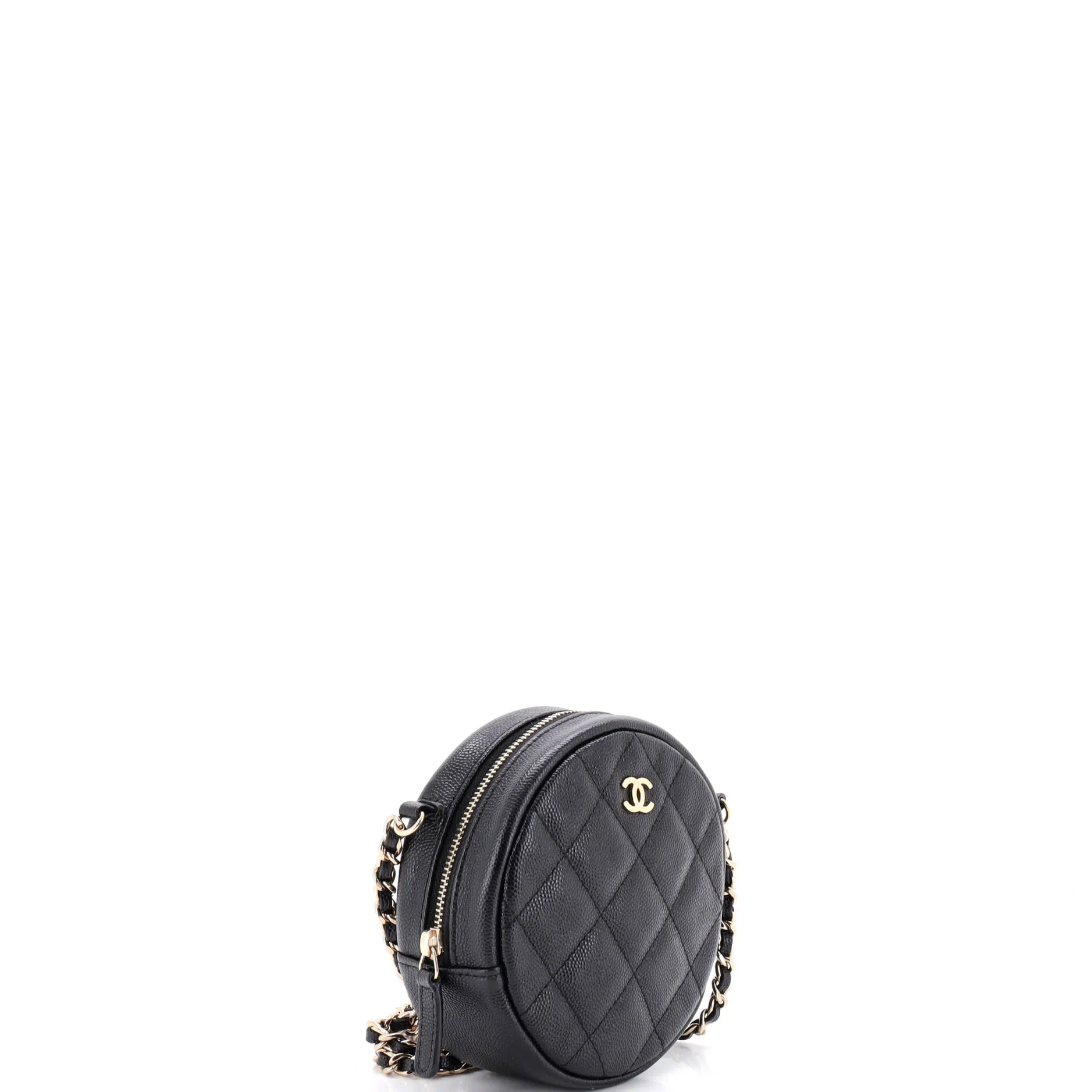Miss Coco Round Clutch with Chain Quilted Caviar Mini - Image 2