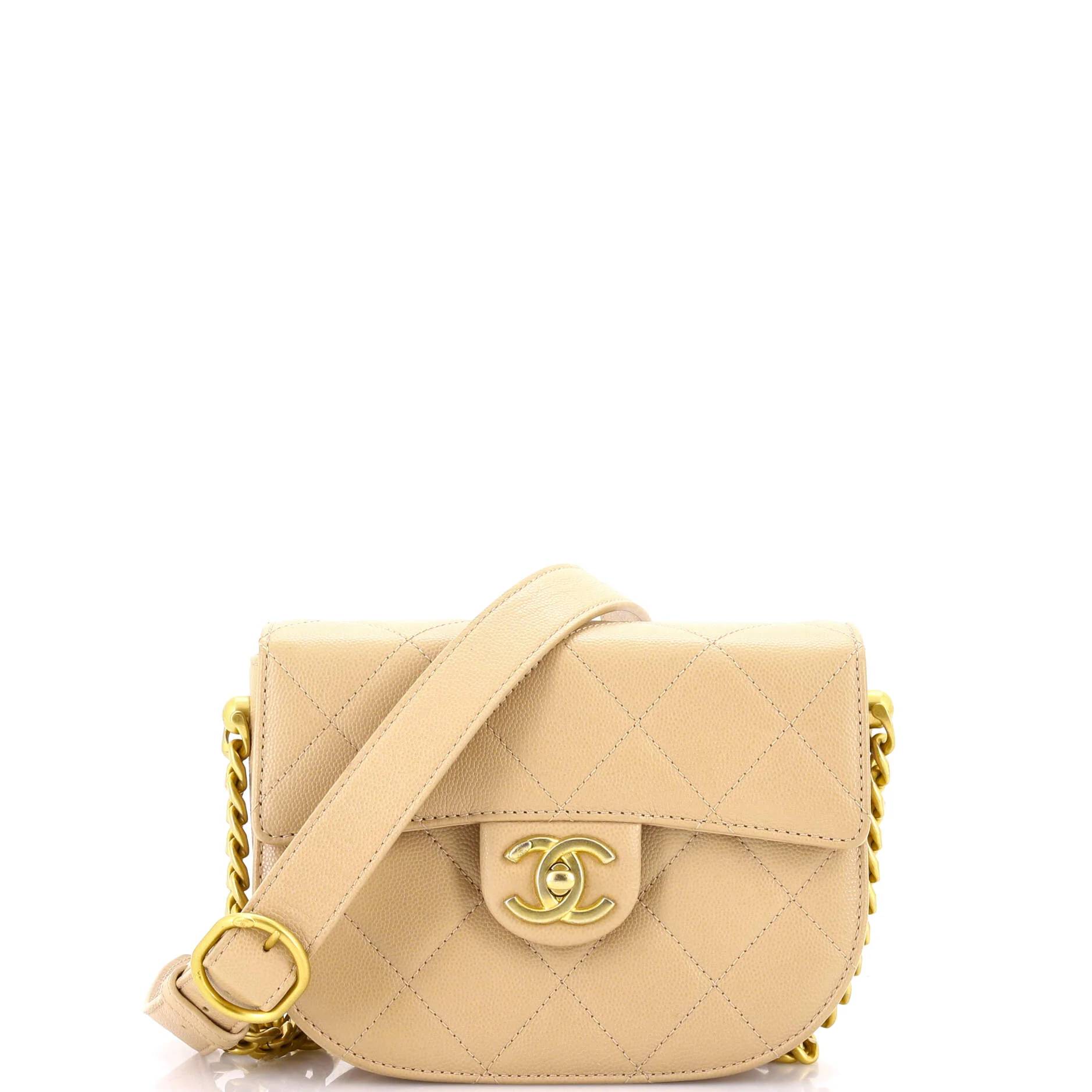Moon Flap Messenger Bag Quilted Caviar Mini