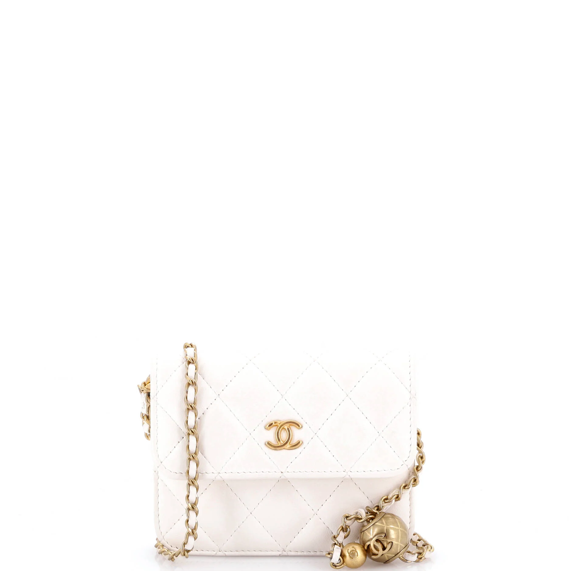 Pearl Crush Flap Clutch with Chain Quilted Lambskin Mini