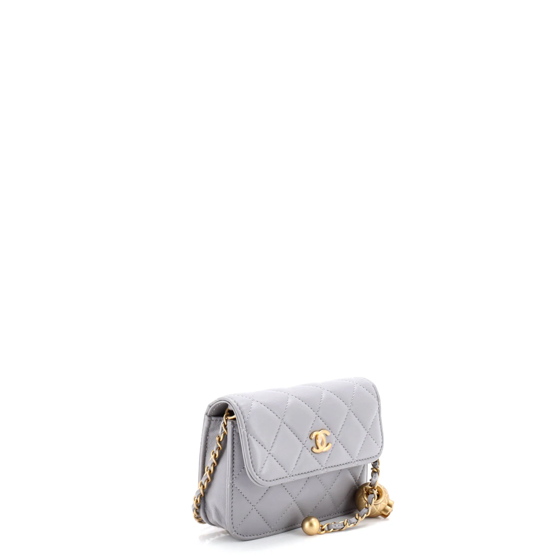 Pearl Crush Flap Clutch with Chain Quilted Lambskin Mini - Image 2