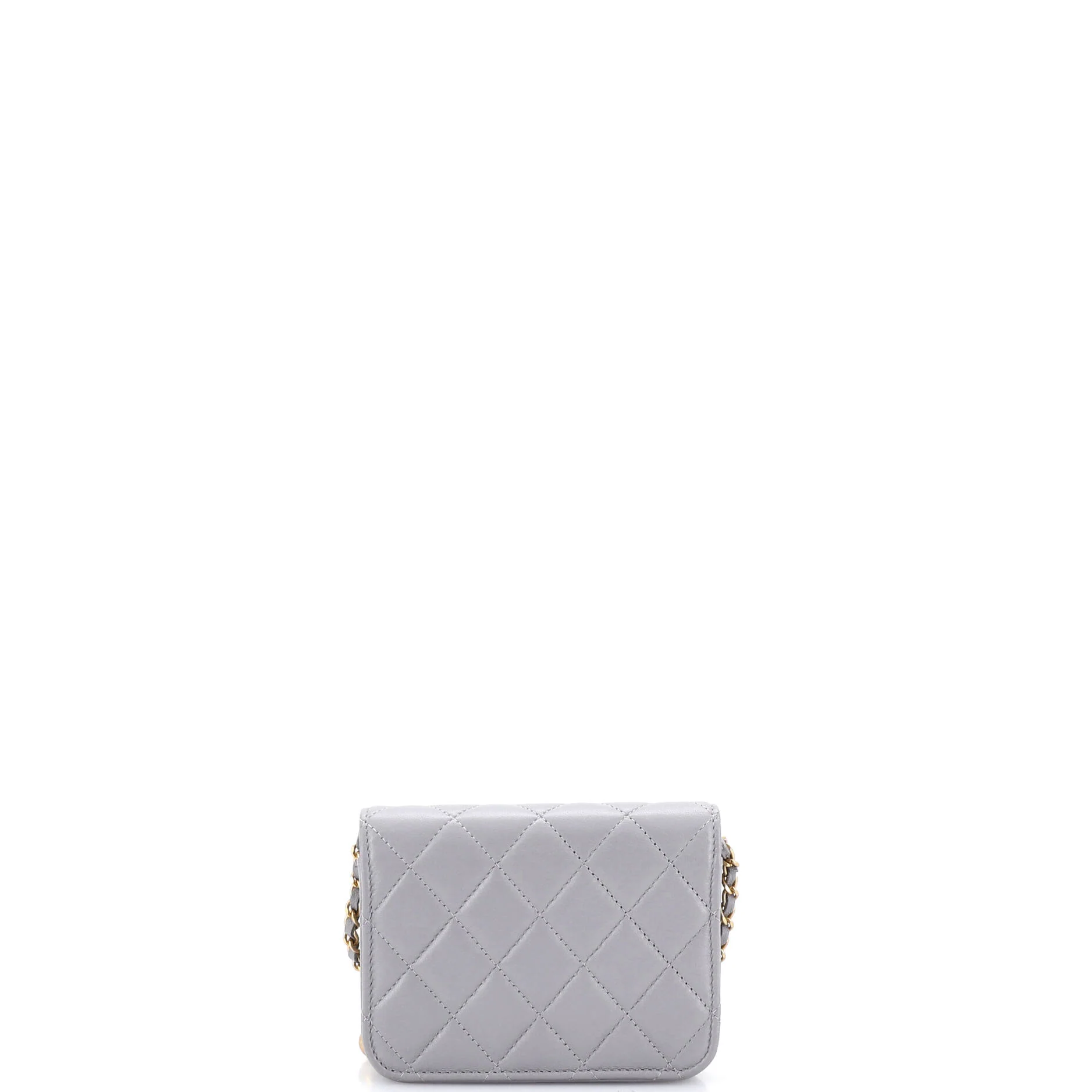 Pearl Crush Flap Clutch with Chain Quilted Lambskin Mini - Image 4