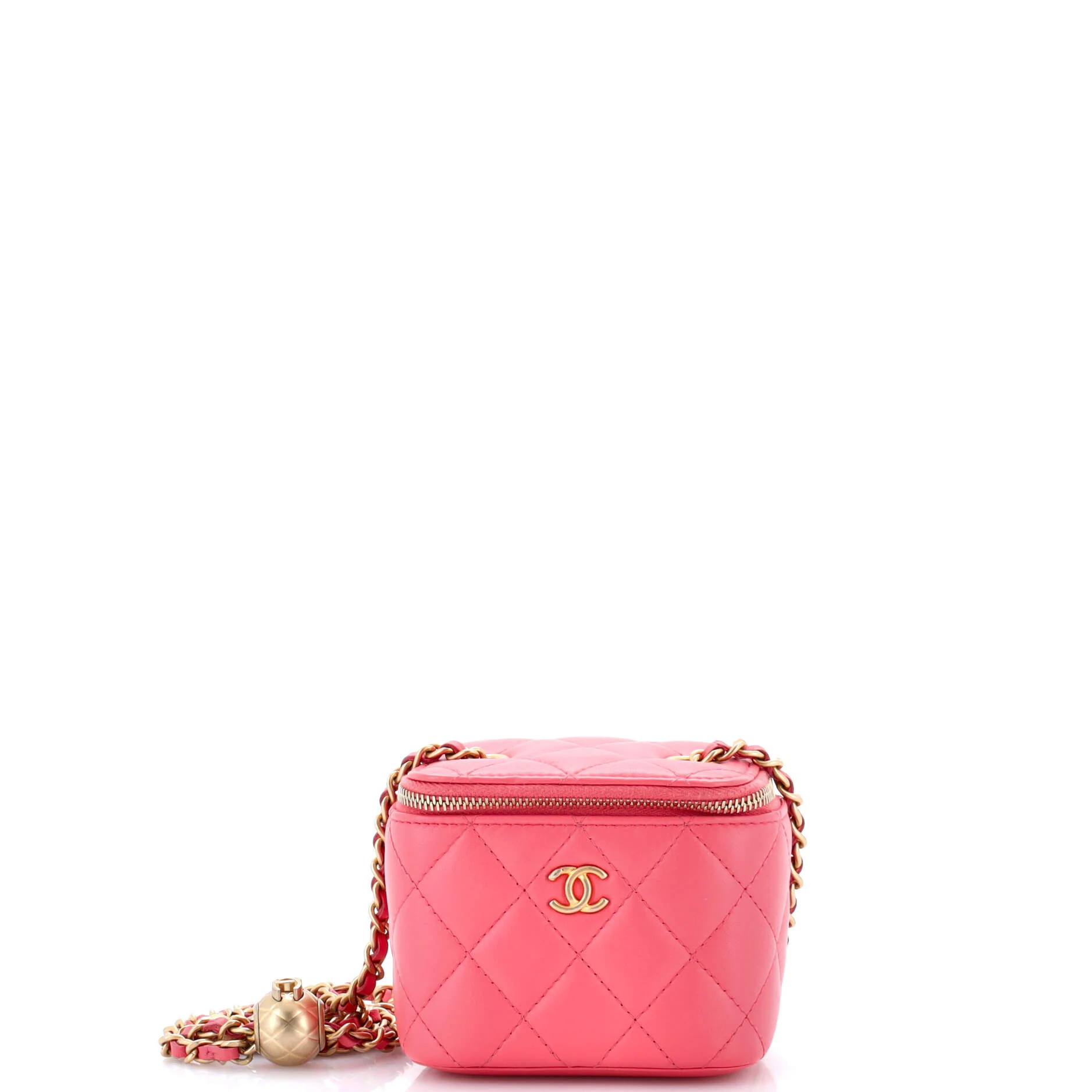 Pearl Crush Vanity Case with Chain Quilted Lambskin Mini