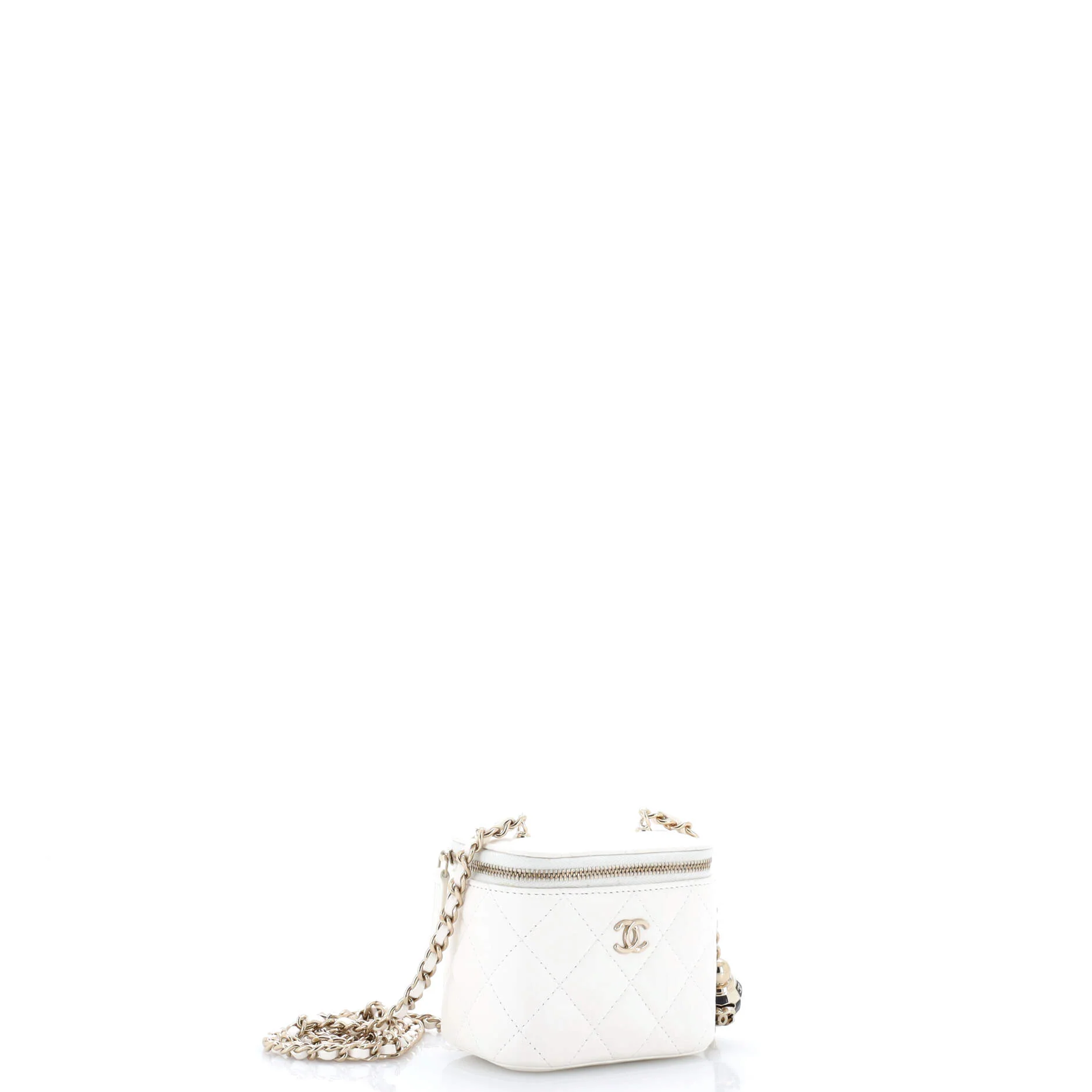 Pearl Crush Vanity Case with Chain Quilted Lambskin Mini - Image 2
