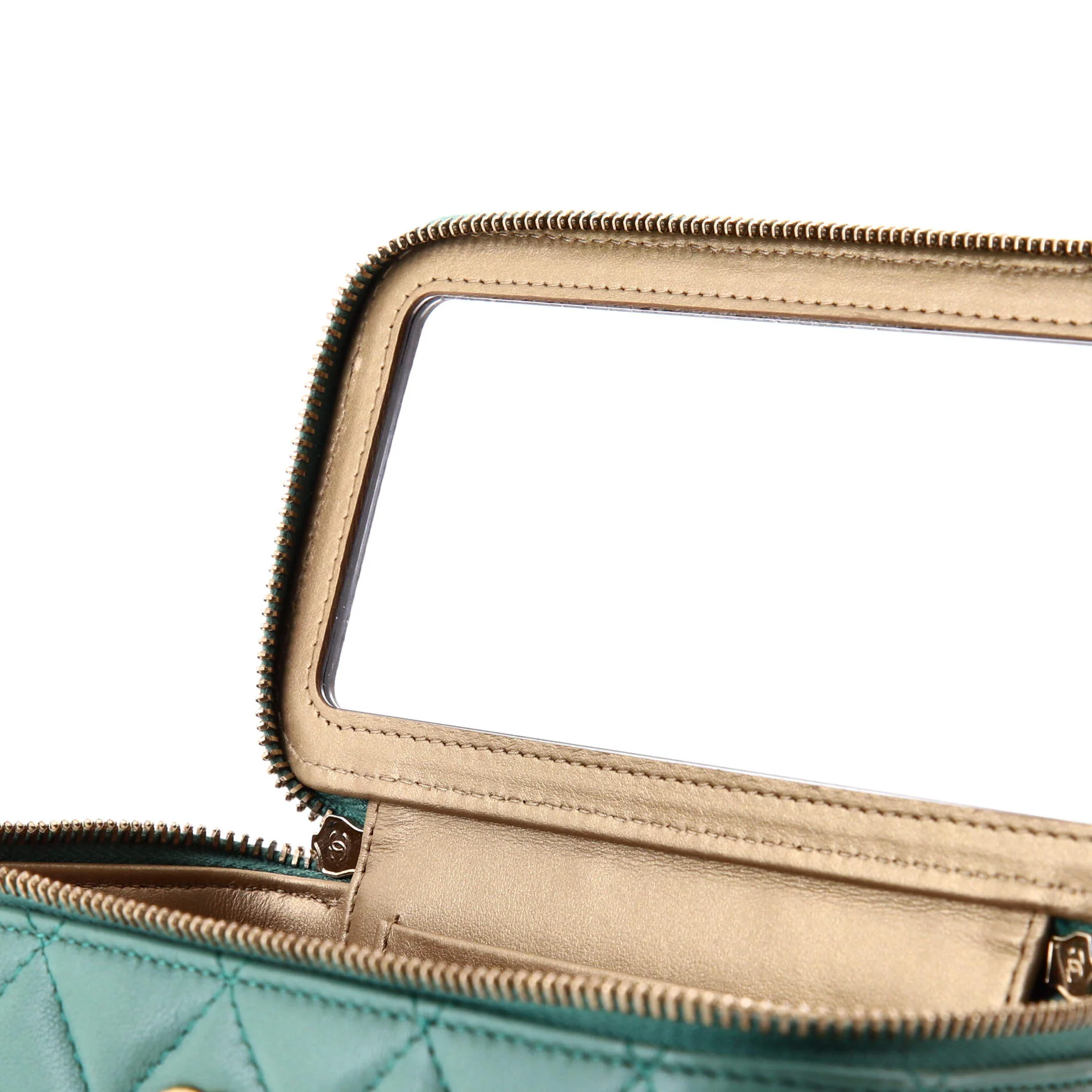 Pearl Crush Vanity Case with Chain Quilted Lambskin Small - Image 6