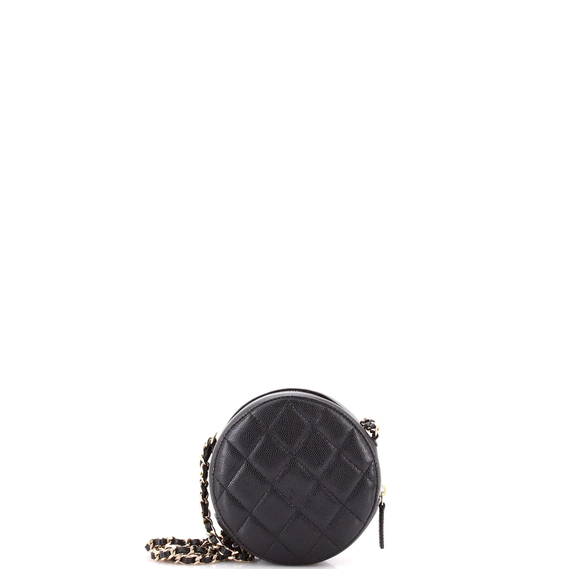 Round Clutch with Chain Quilted Caviar Mini - Image 3