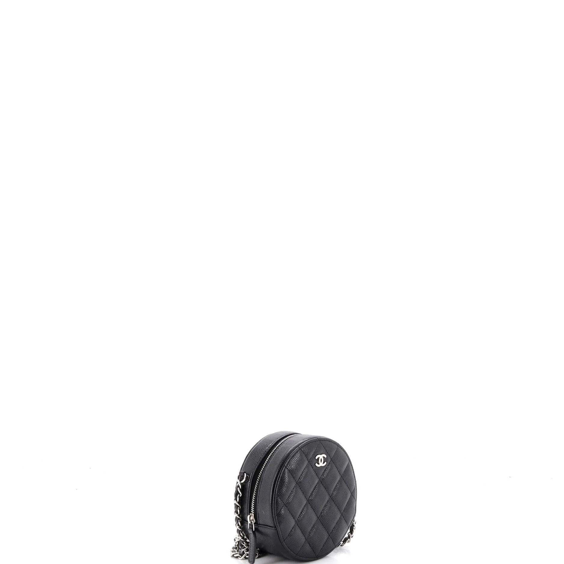 Round Clutch with Chain Quilted Caviar Mini - Image 2