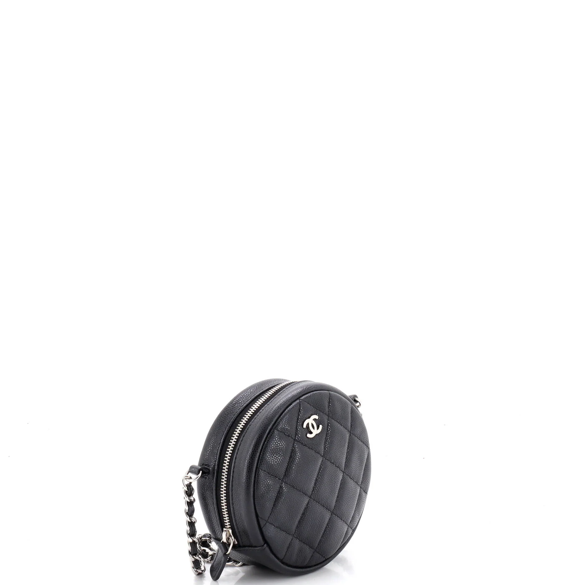 Round Clutch with Chain Quilted Caviar Mini - Image 2