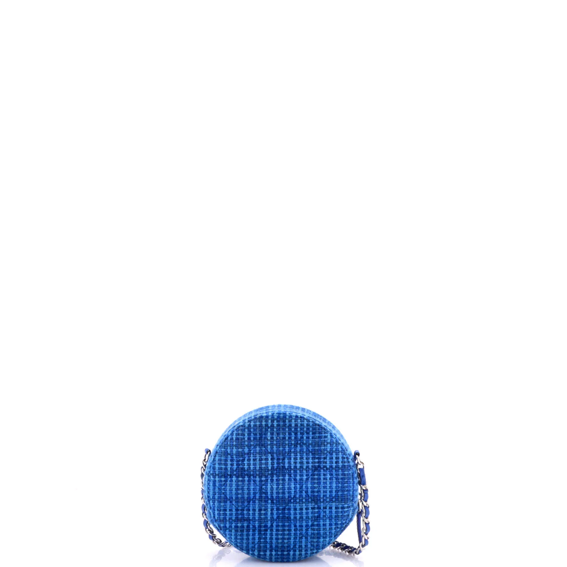 Round Clutch with Chain Quilted Tweed Mini - Image 3