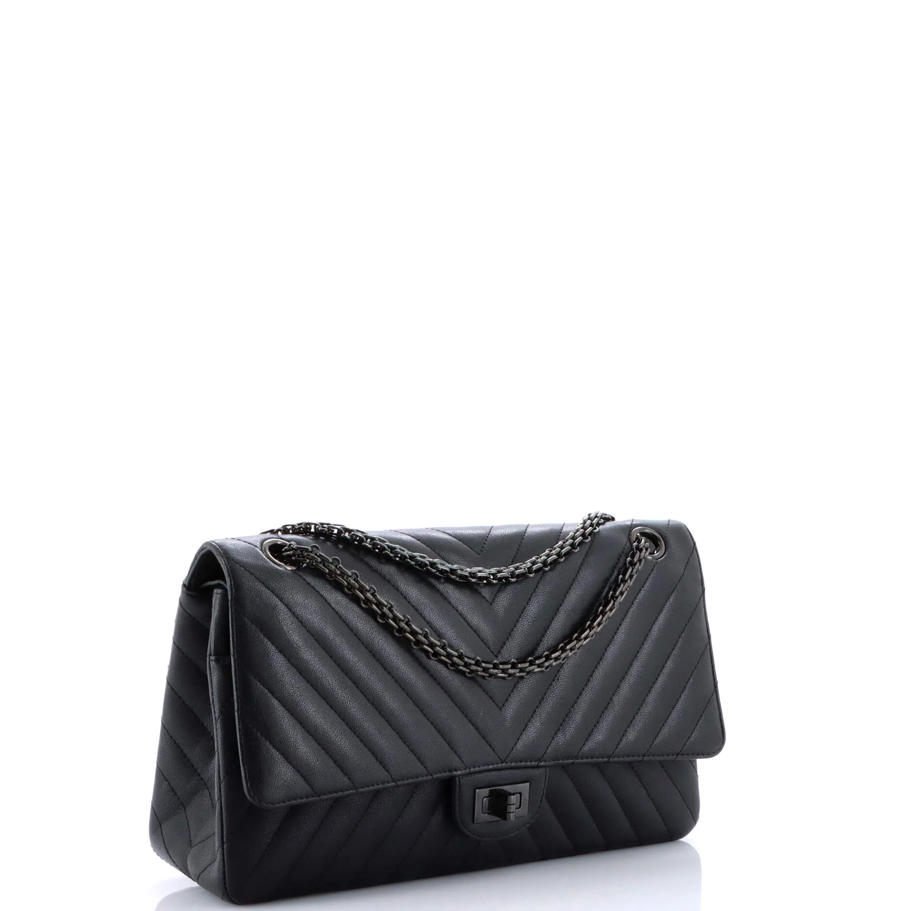 So Black Reissue 2.55 Flap Bag Chevron Sheepskin 226 - Image 3