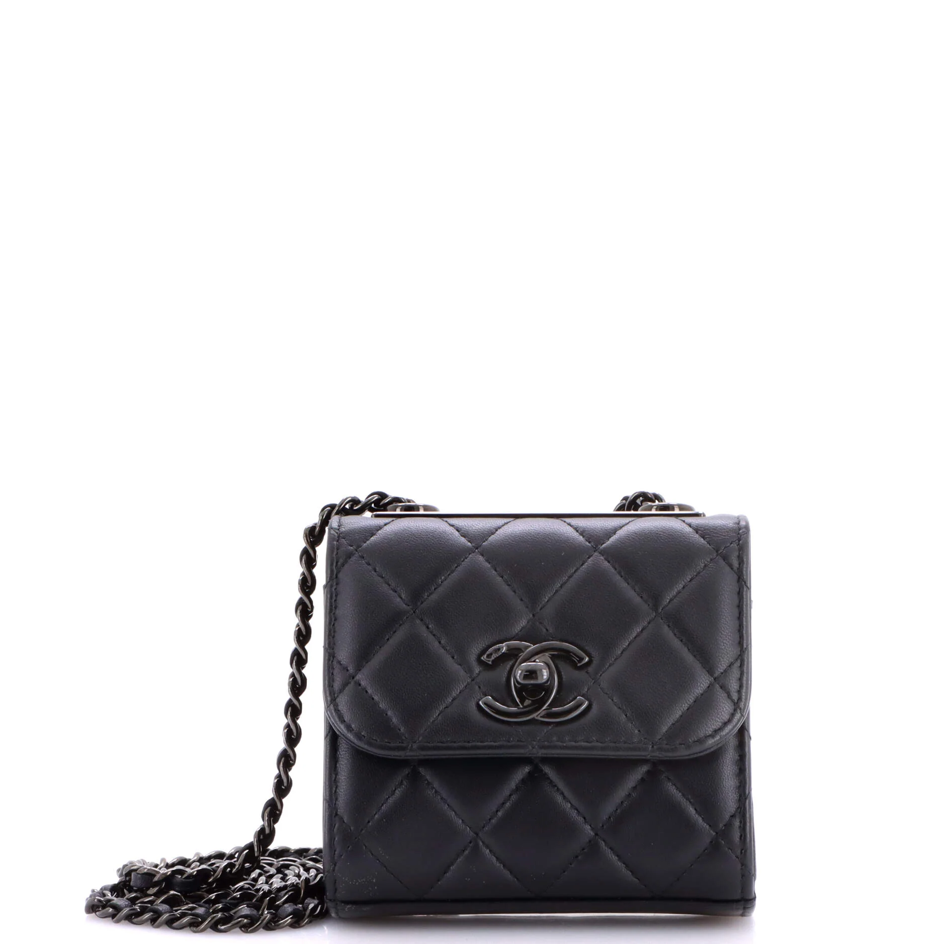 So Black Trendy CC Clutch with Chain Quilted Lambskin Small
