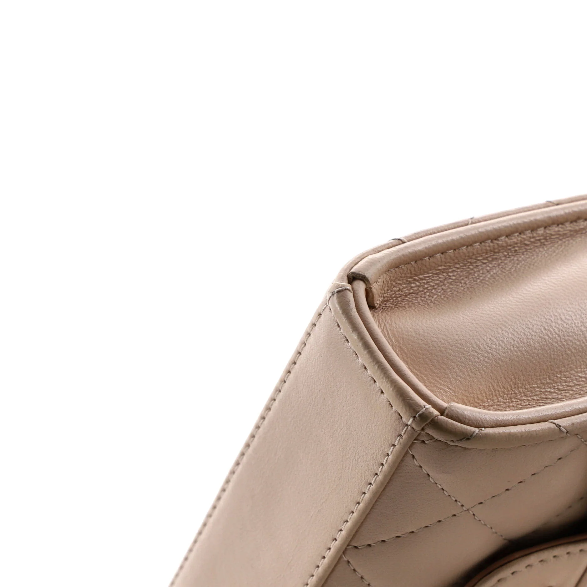 Square Classic Flap Top Handle Clutch with Chain Quilted Lambskin - Image 7