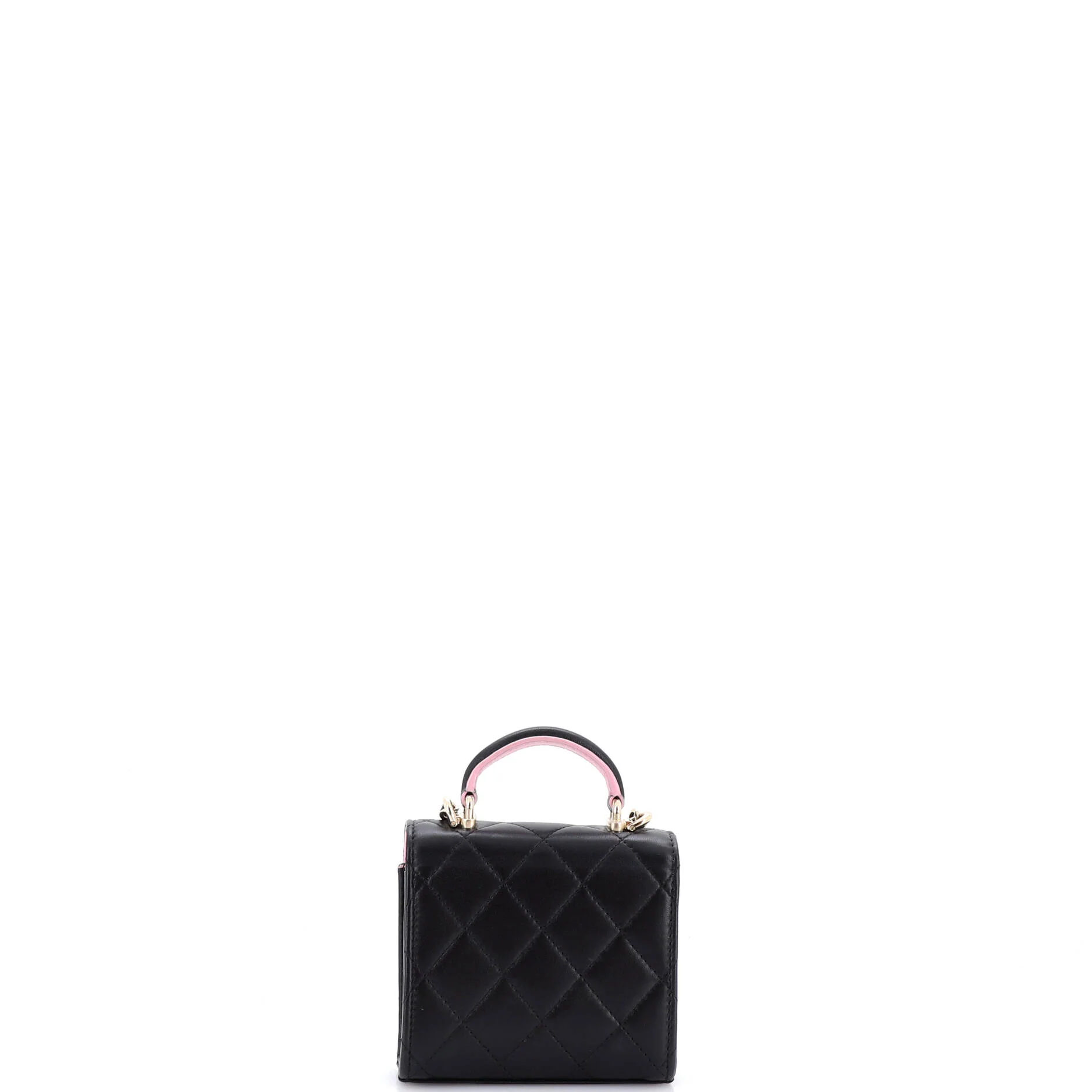 Square Classic Flap Top Handle Clutch with Chain Quilted Lambskin - Image 3
