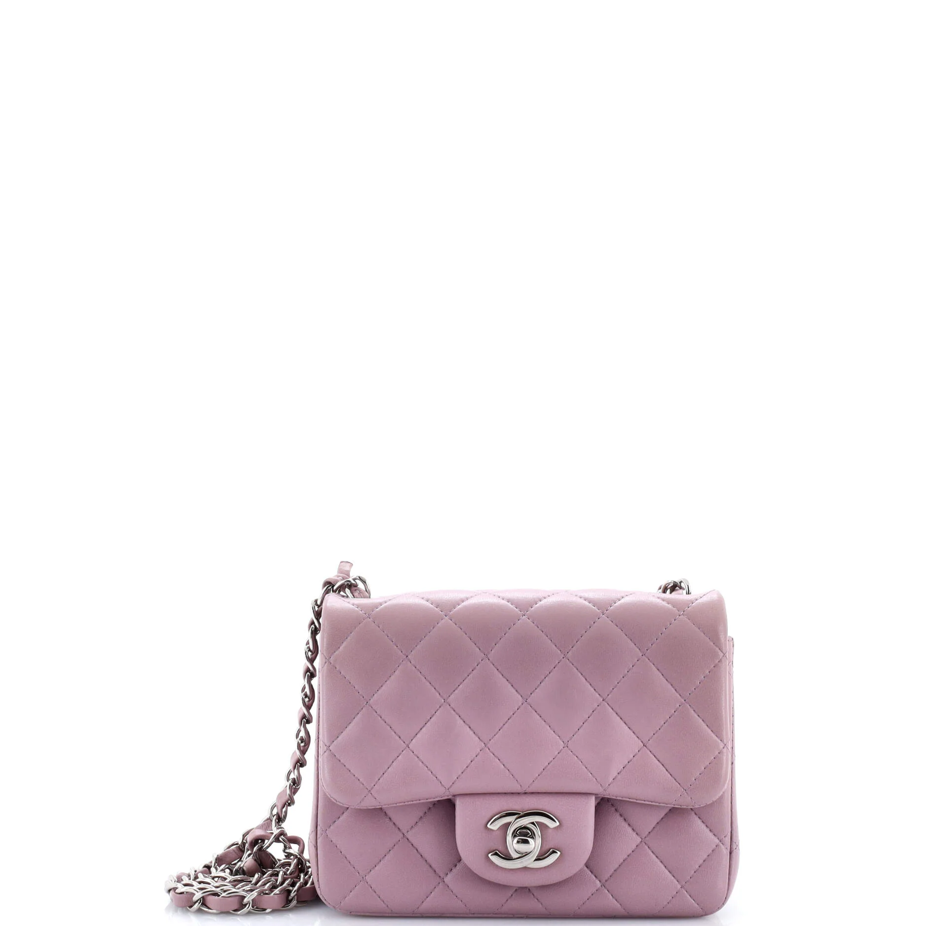 Square Classic Single Flap Bag Quilted Lambskin Mini