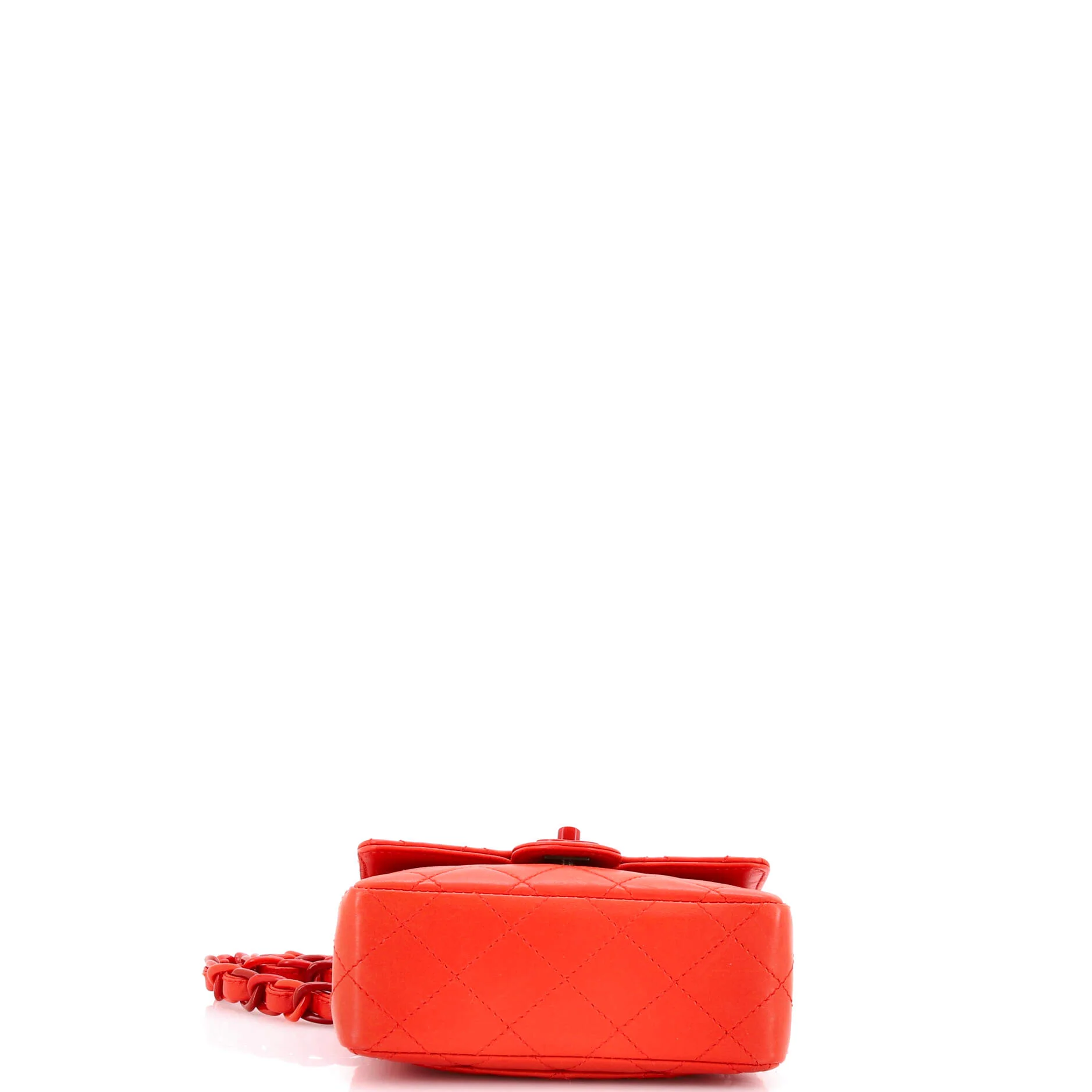 Square Resin Chain Flap Bag Quilted Lambskin Mini - Image 4
