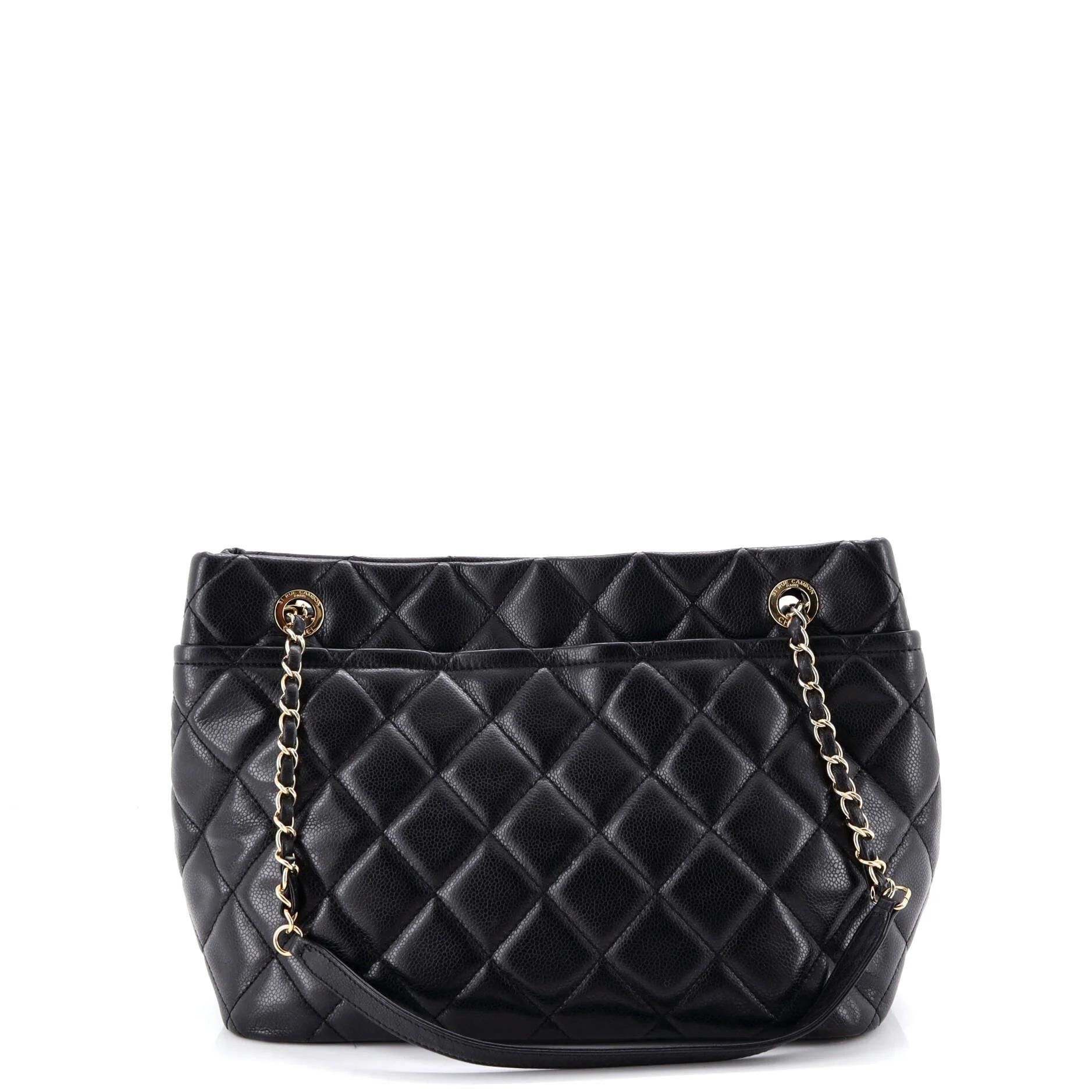 Timeless CC Soft Tote Quilted Caviar Medium - Image 3