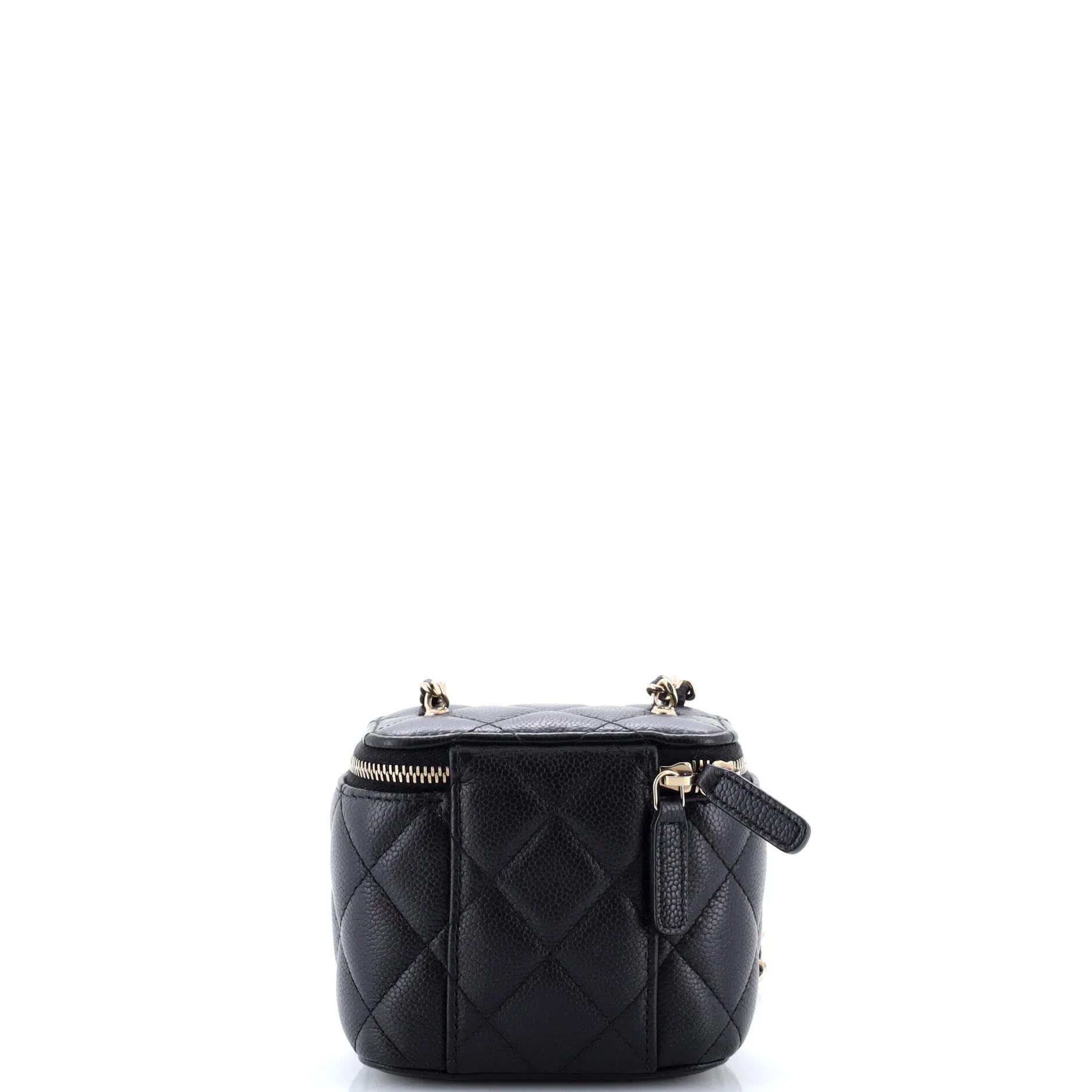 Tiny CC Link Vanity Case with Chain Quilted Caviar Mini - Image 4